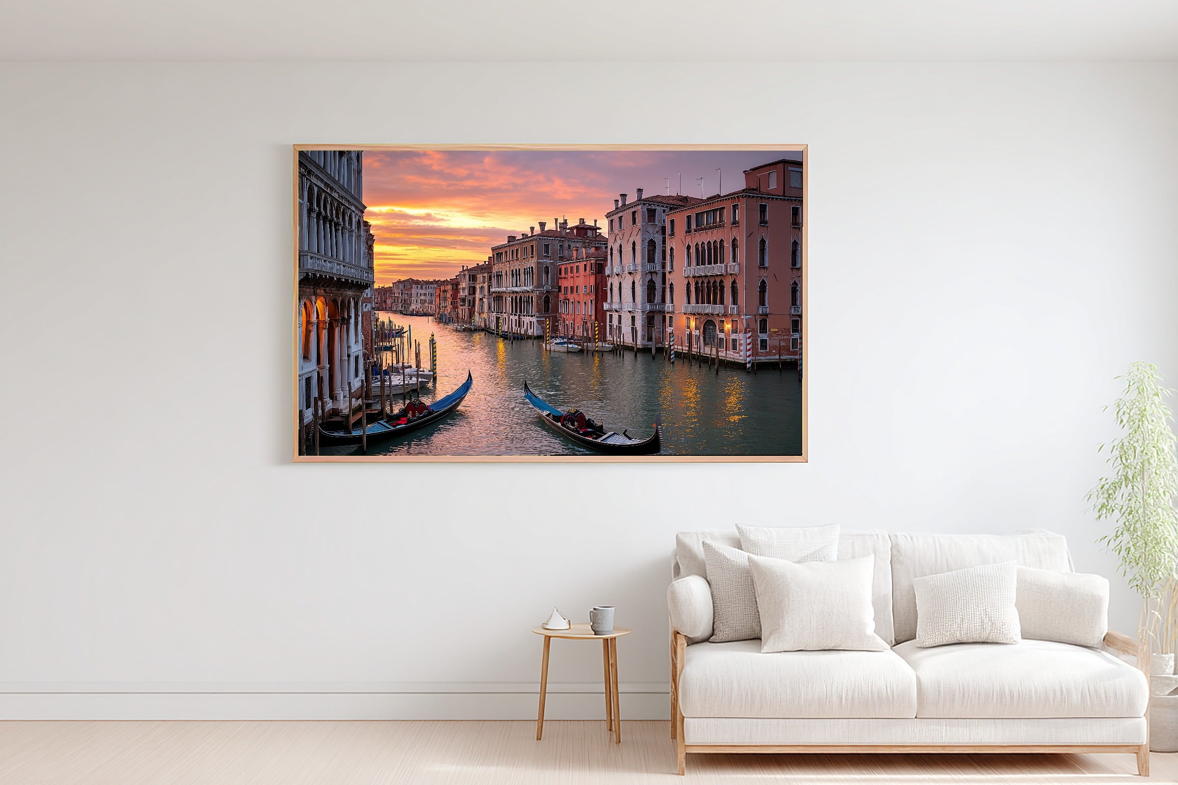 Venice Canal Sunset Sunlit Mediterranean Wall Art — Warm Print for the Dining Room, Stretched Canvas Gift for the Travel Lover You Adore — venice-canal-sunset-bedroom-wall-art.jpg