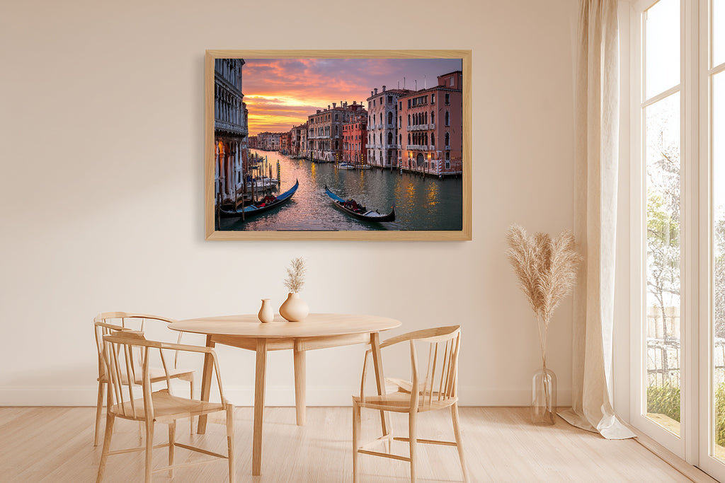 Venice Canal Sunset Sunlit Mediterranean Wall Art — Warm Print for the Dining Room, Stretched Canvas Gift for the Travel Lover You Adore — venice-canal-sunset-dining-room-wall-art.jpg