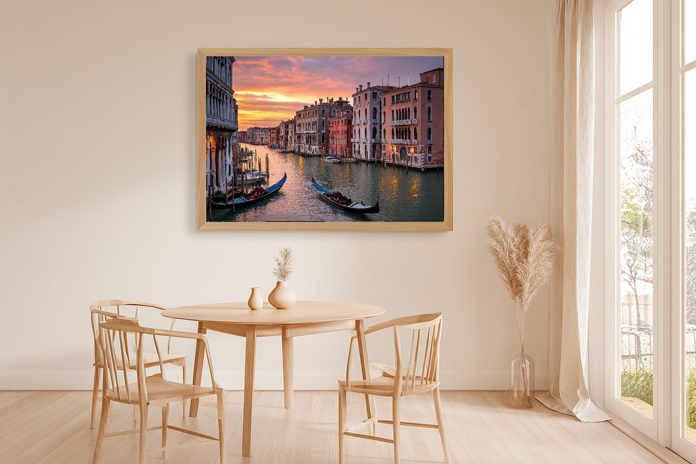 Venice Canal Sunset Sunlit Mediterranean Wall Art — Warm Print for the Dining Room, Stretched Canvas Gift for the Travel Lover You Adore — venice-canal-sunset-dining-room-wall-art.jpg
