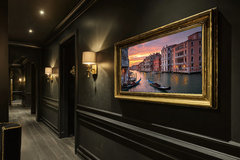 Venice Canal Sunset Sunlit Mediterranean Wall Art — Warm Print for the Dining Room, Stretched Canvas Gift for the Travel Lover You Adore — venice-canal-sunset-hallway-wall-art.jpg