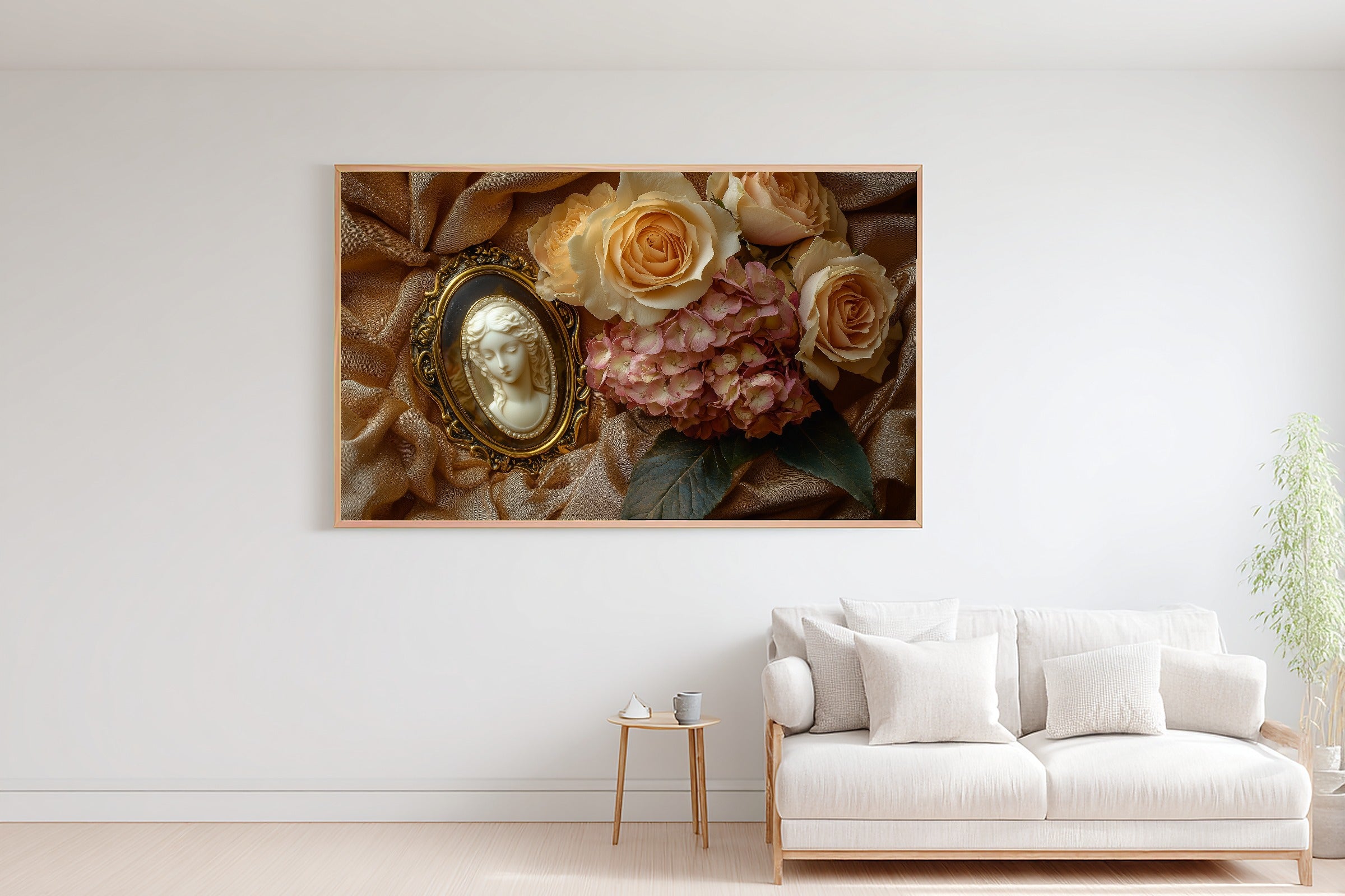 Victorian Cameo Dried Flowers Wall Art Canvas for the Bedroom, Soft Meadow Print, Fresh Botanical Feel, Elegant Hostess Gift — victorian-cameo-dried-flowers-bedroom-wall-art.jpg