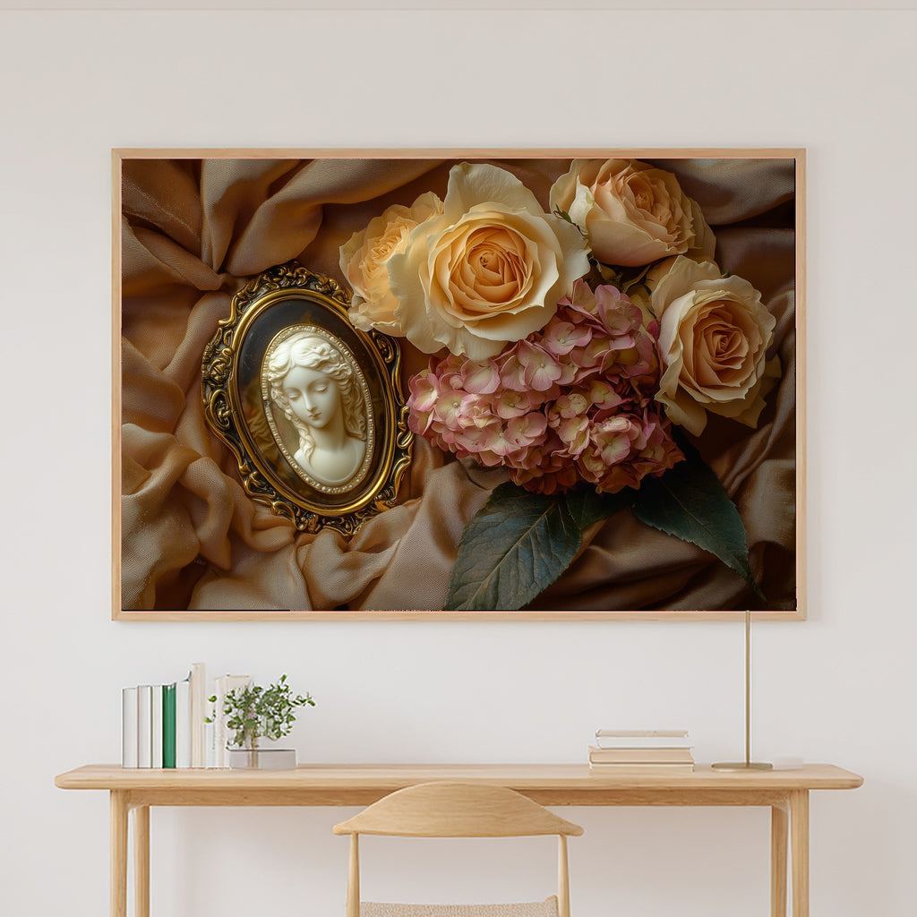 Victorian Cameo Dried Flowers Wall Art Canvas for the Bedroom, Soft Meadow Print, Fresh Botanical Feel, Elegant Hostess Gift — victorian-cameo-dried-flowers-canvas-print.jpg