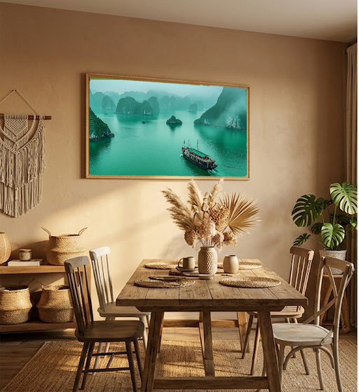 Ha Long Bay Canvas Wall Art | Vietnam Karst Islands Print, Asia Decor, Seascape, Stretched Canvas — vietnam-halong-bay-hallway-wall-art.jpg