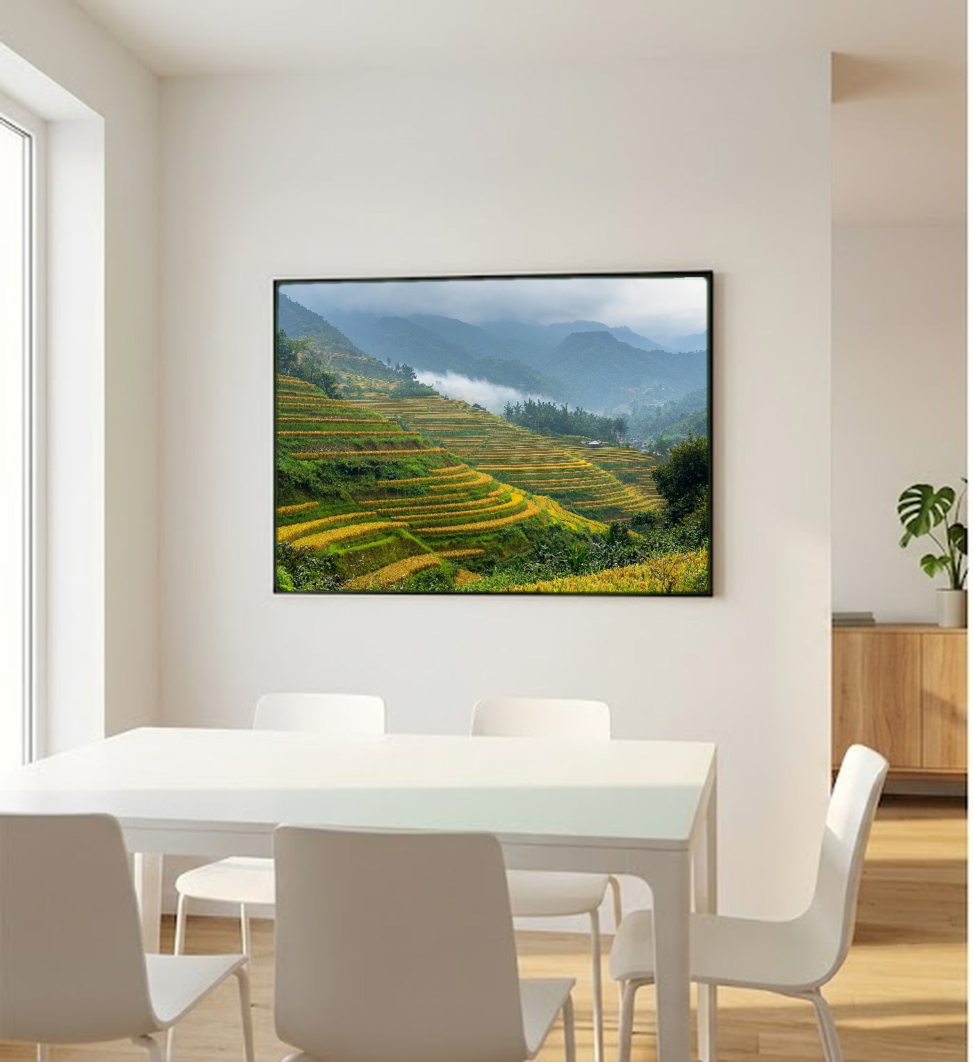 Sapa Rice Terraces Canvas Wall Art | Vietnam Mountain Print, Asian Landscape Decor, Stretched Canvas — vietnam-sapa-rice-bedroom-wall-art.jpg
