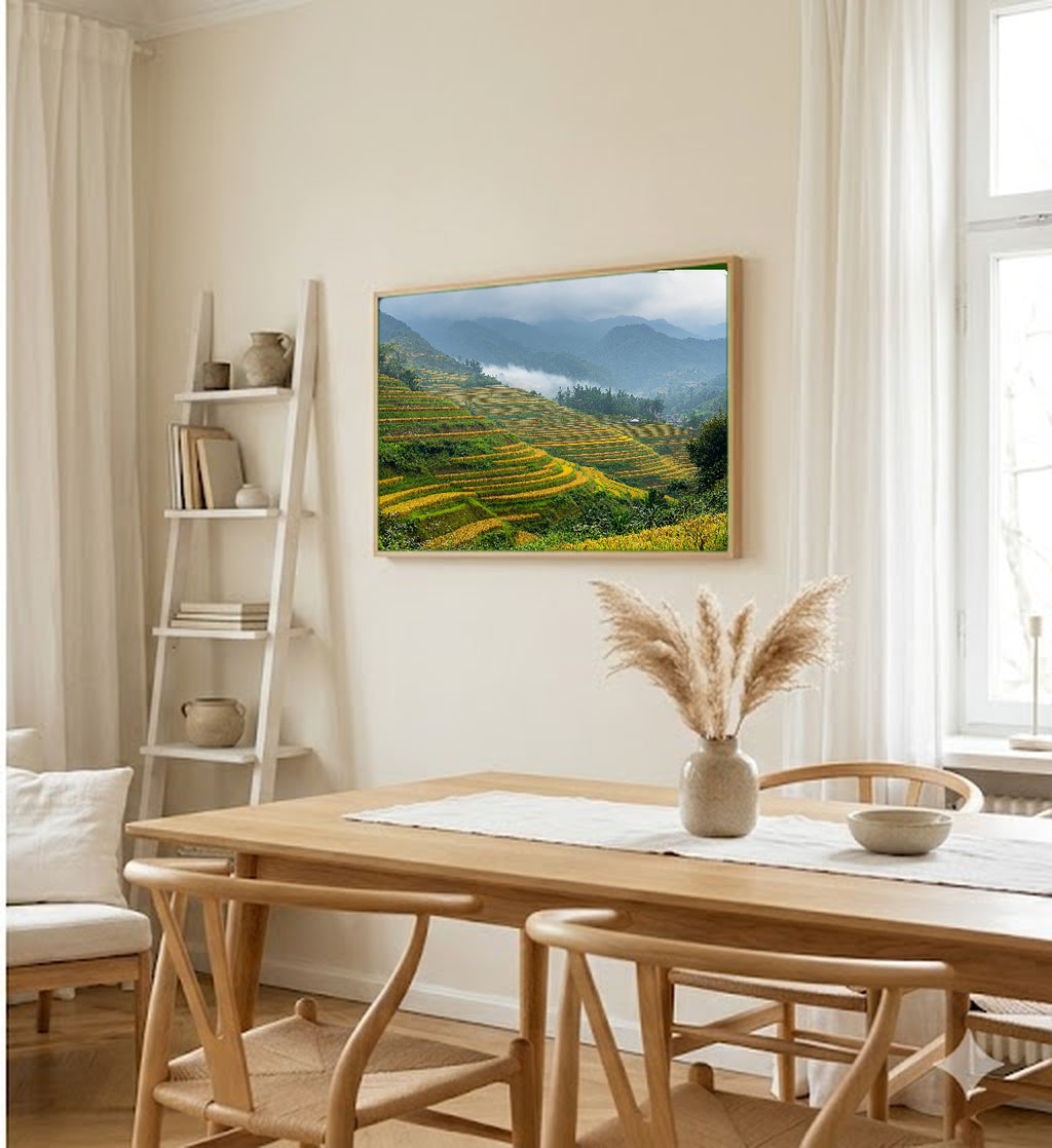 Sapa Rice Terraces Canvas Wall Art | Vietnam Mountain Print, Asian Landscape Decor, Stretched Canvas — vietnam-sapa-rice-dining-room-wall-art.jpg