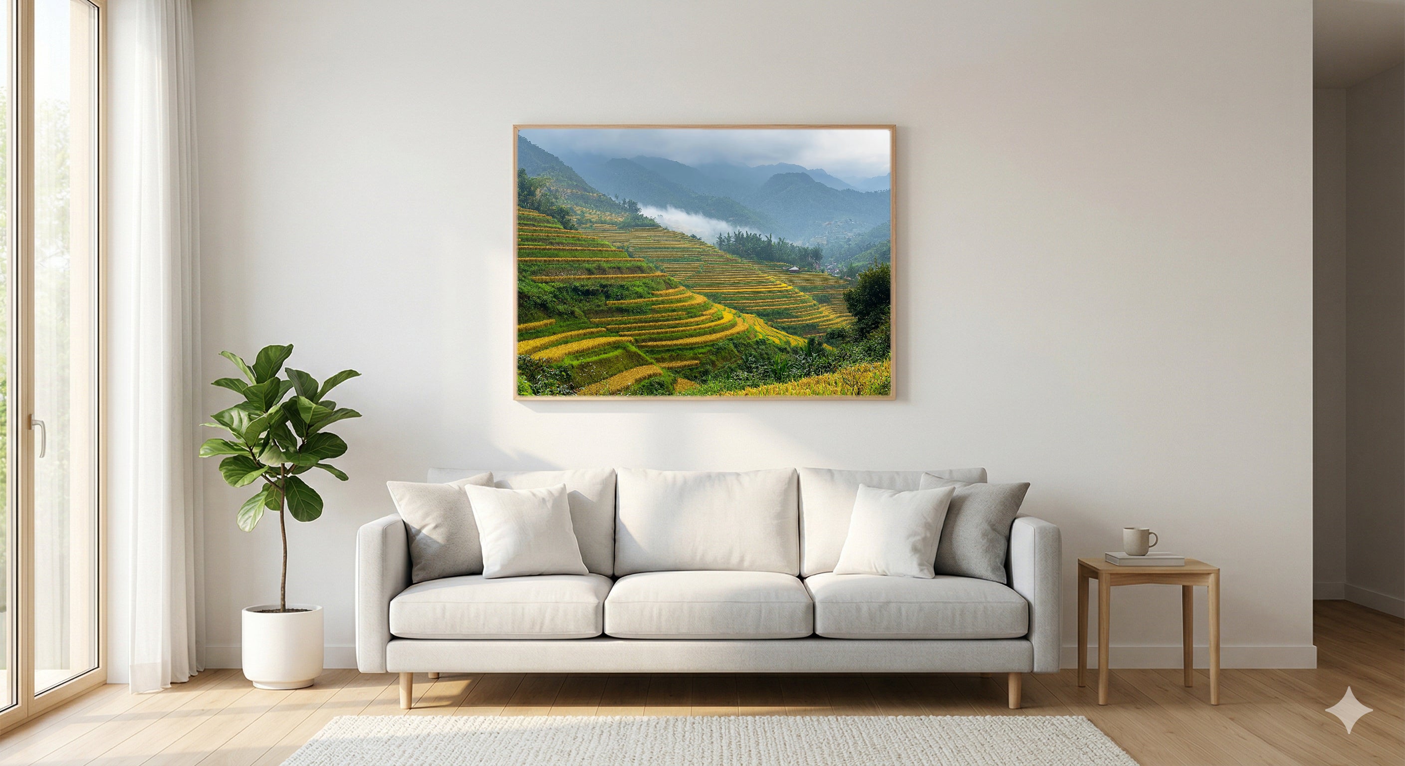 Sapa Rice Terraces Canvas Wall Art | Vietnam Mountain Print, Asian Landscape Decor, Stretched Canvas — vietnam-sapa-rice-living-room-wall-art.jpg