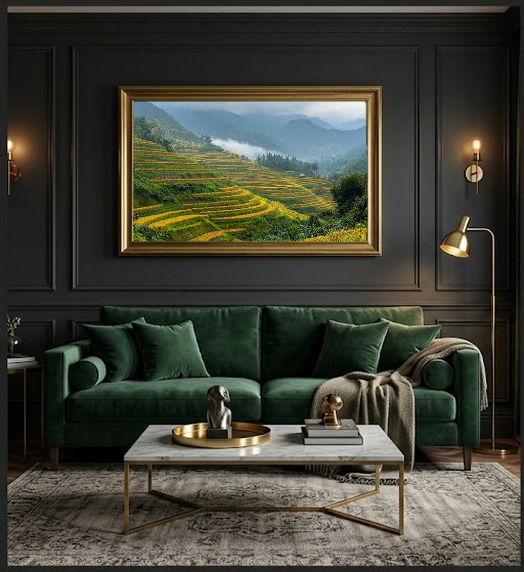 Sapa Rice Terraces Canvas Wall Art | Vietnam Mountain Print, Asian Landscape Decor, Stretched Canvas — vietnam-sapa-rice-office-wall-art.jpg
