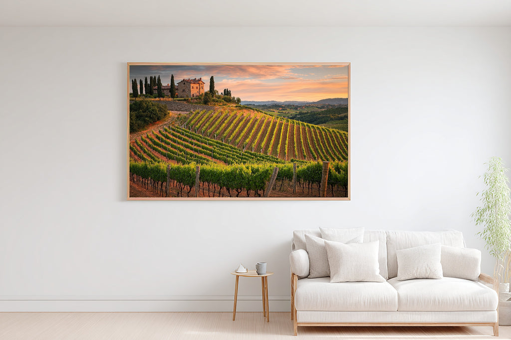 Timeless Vineyard Italy Sunset — Sunlit Mediterranean Wall Art, Warm Dining Room Decor, Stretched Canvas, Ready to Hang — vineyard-italy-sunset-bedroom-wall-art.jpg
