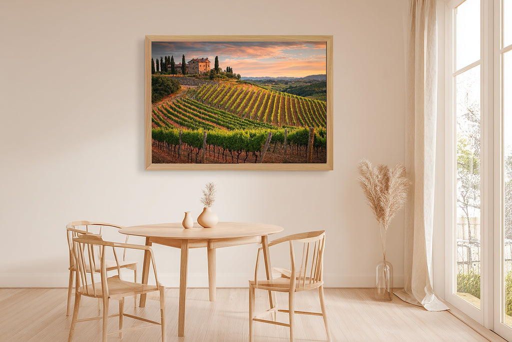 Timeless Vineyard Italy Sunset — Sunlit Mediterranean Wall Art, Warm Dining Room Decor, Stretched Canvas, Ready to Hang — vineyard-italy-sunset-dining-room-wall-art.jpg