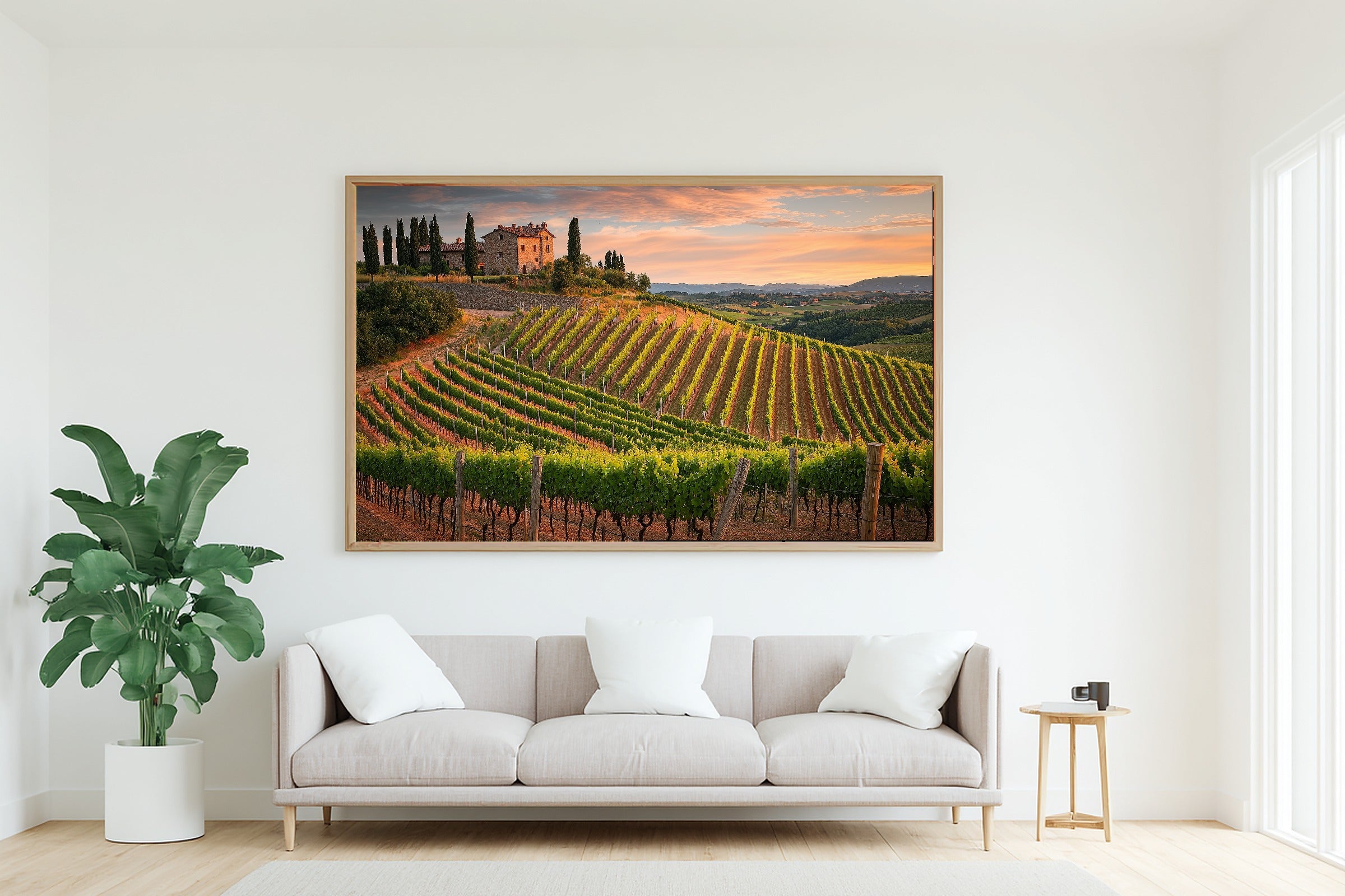 Timeless Vineyard Italy Sunset — Sunlit Mediterranean Wall Art, Warm Dining Room Decor, Stretched Canvas, Ready to Hang — vineyard-italy-sunset-living-room-wall-art.jpg