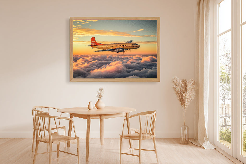 Soft Painterly Vintage Airplane Pan Am Canvas Wall Art — Soulful Print for the Living Room, A Gift the Art Lover in Your Life Will Adore — vintage-airplane-pan-am-dining-room-wall-art.jpg