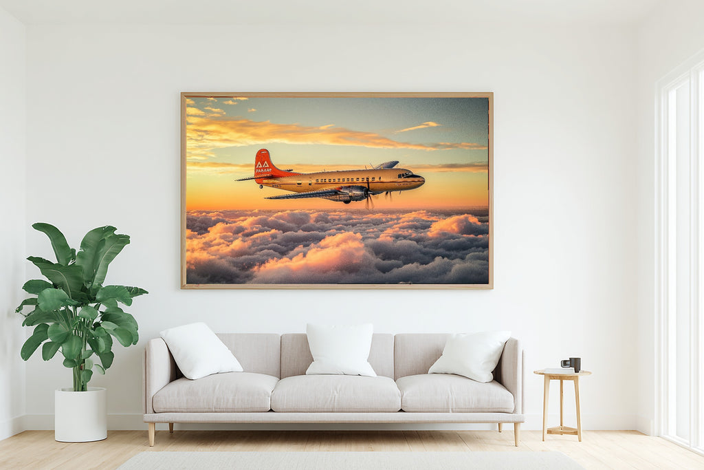Soft Painterly Vintage Airplane Pan Am Canvas Wall Art — Soulful Print for the Living Room, A Gift the Art Lover in Your Life Will Adore — vintage-airplane-pan-am-living-room-wall-art.jpg