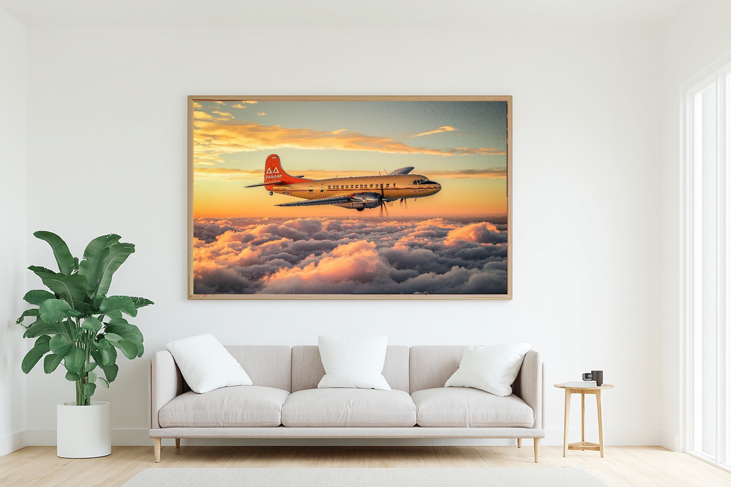 Soft Painterly Vintage Airplane Pan Am Canvas Wall Art — Soulful Print for the Living Room, A Gift the Art Lover in Your Life Will Adore — vintage-airplane-pan-am-living-room-wall-art.jpg