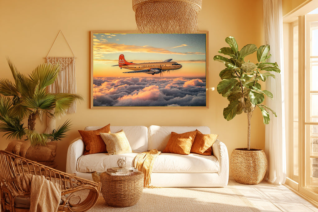 Soft Painterly Vintage Airplane Pan Am Canvas Wall Art — Soulful Print for the Living Room, A Gift the Art Lover in Your Life Will Adore — vintage-airplane-pan-am-room-5-wall-art.jpg