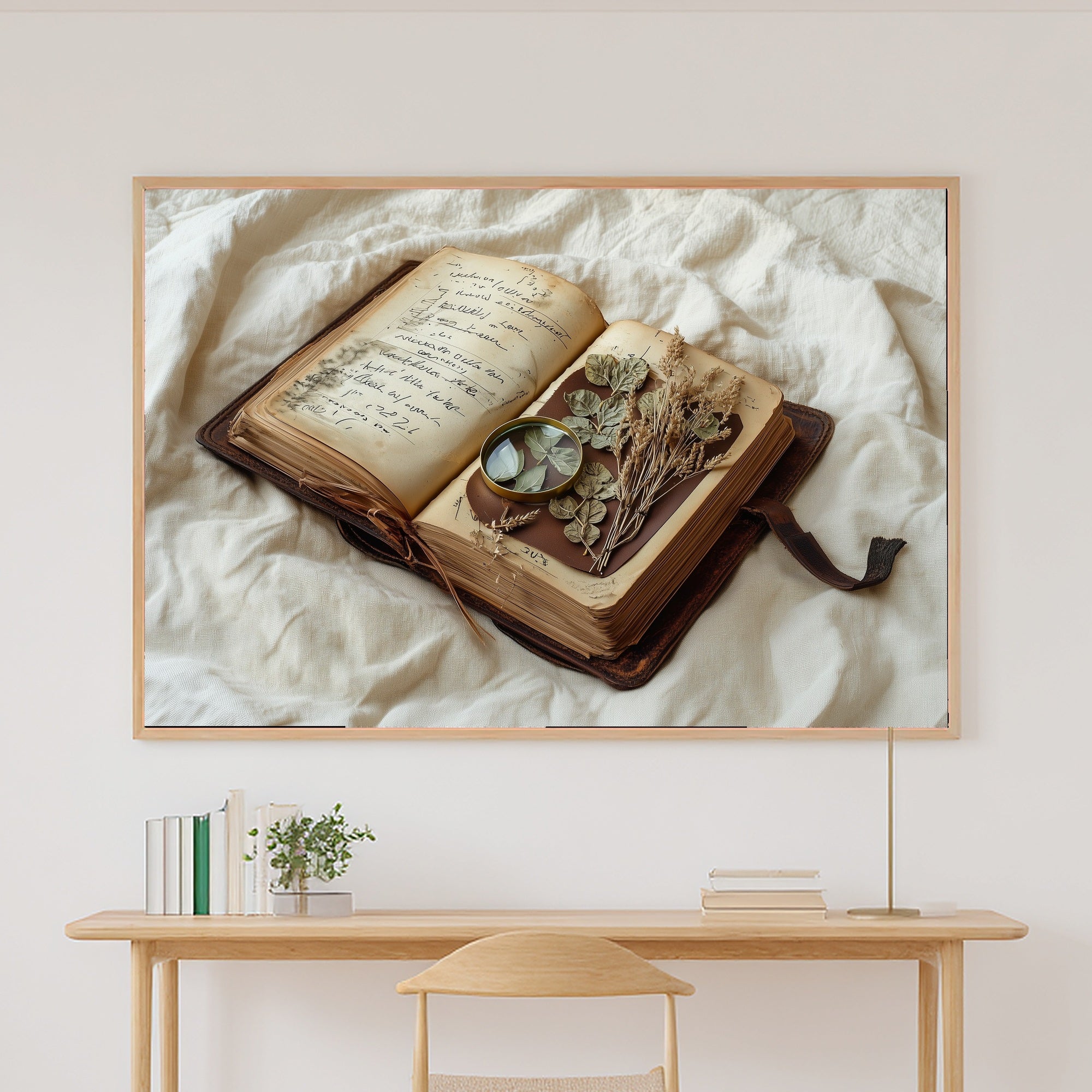 Vintage Botanical Field Journal Stretched Canvas Print, Cozy Studio Decor Art Print, Above-the-Bedroom Decor, Move-In Gift Idea — vintage-botanical-field-journal-canvas-print.jpg