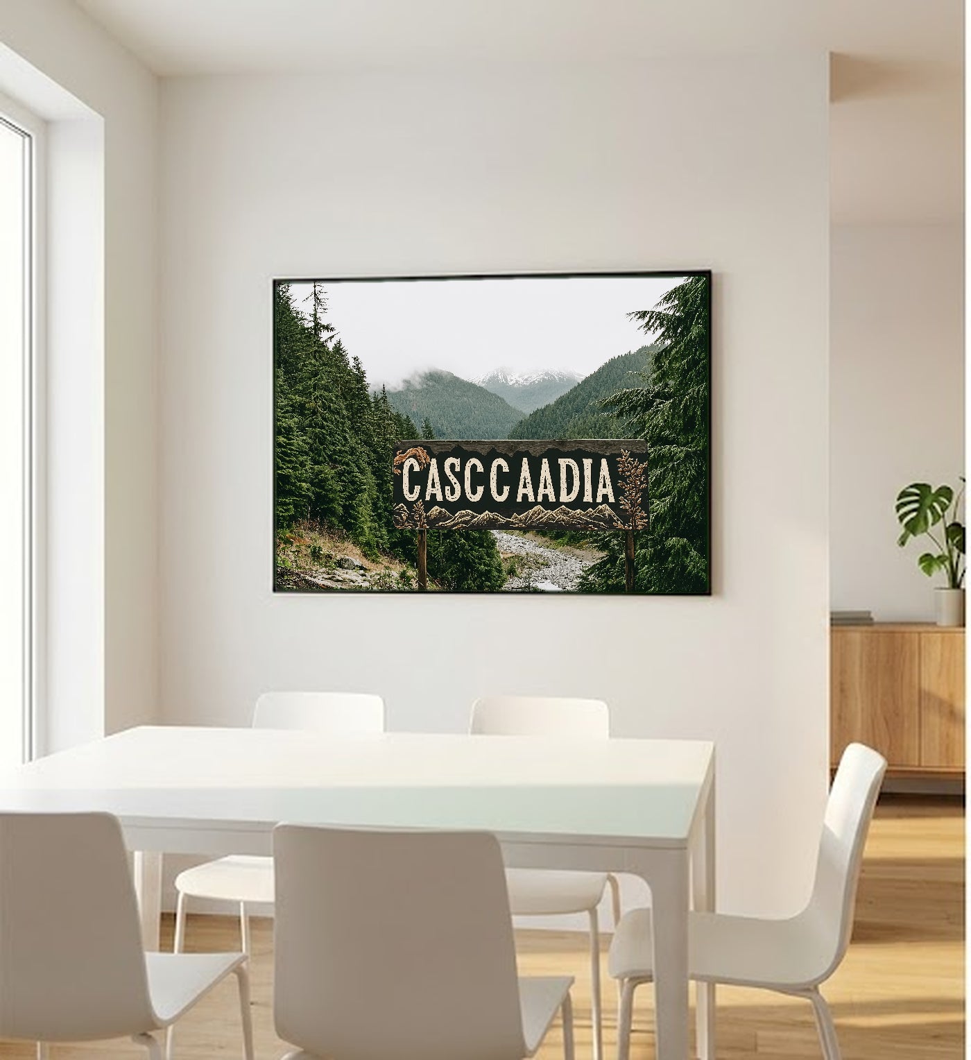 Cascadia Canvas Wall Art | Vintage Travel Poster Print, Pacific Northwest Decor, Stretched Canvas — vintage-cascadia-travel-poster-bedroom-wall-art.jpg