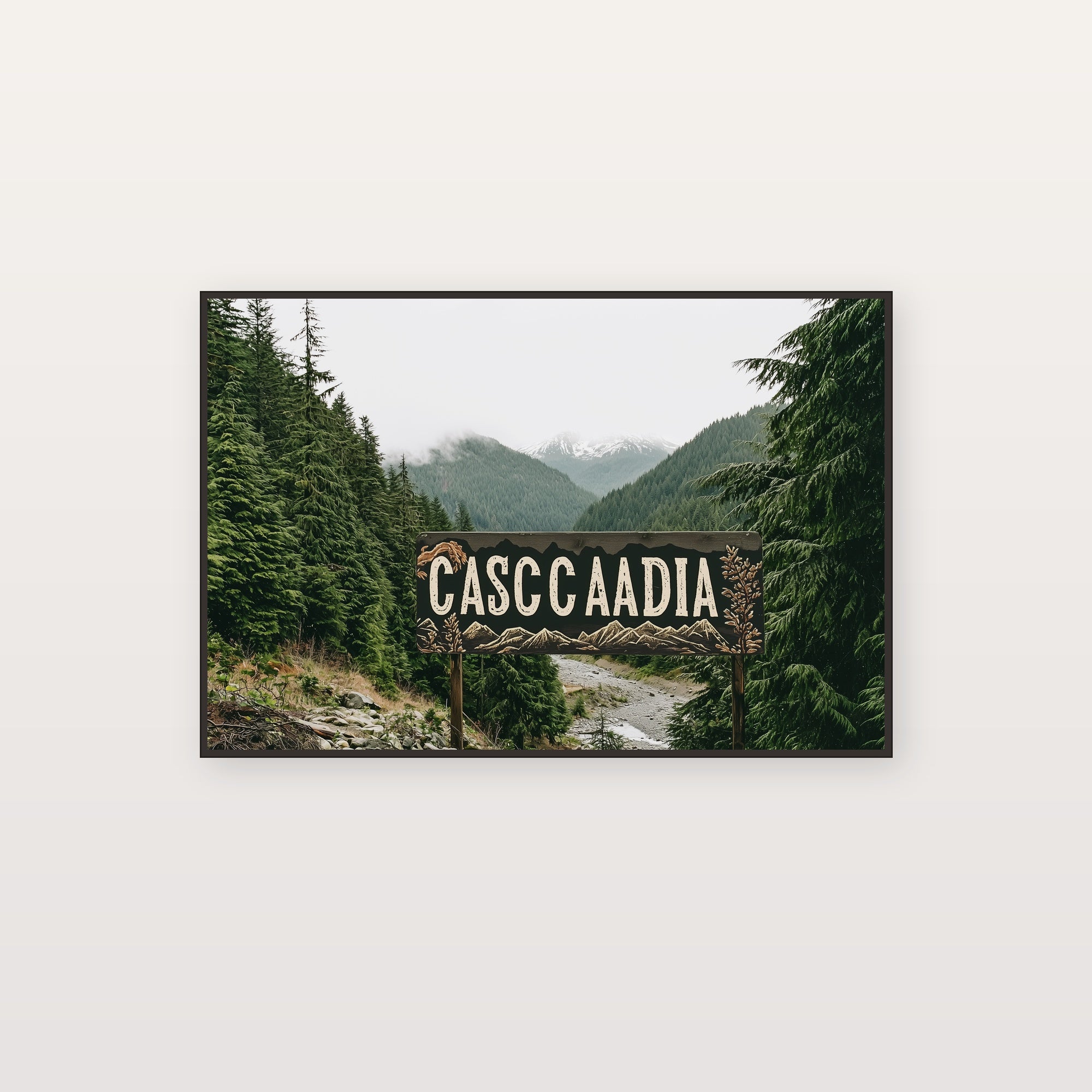Cascadia Canvas Wall Art | Vintage Travel Poster Print, Pacific Northwest Decor, Stretched Canvas — vintage-cascadia-travel-poster-canvas-print.jpg