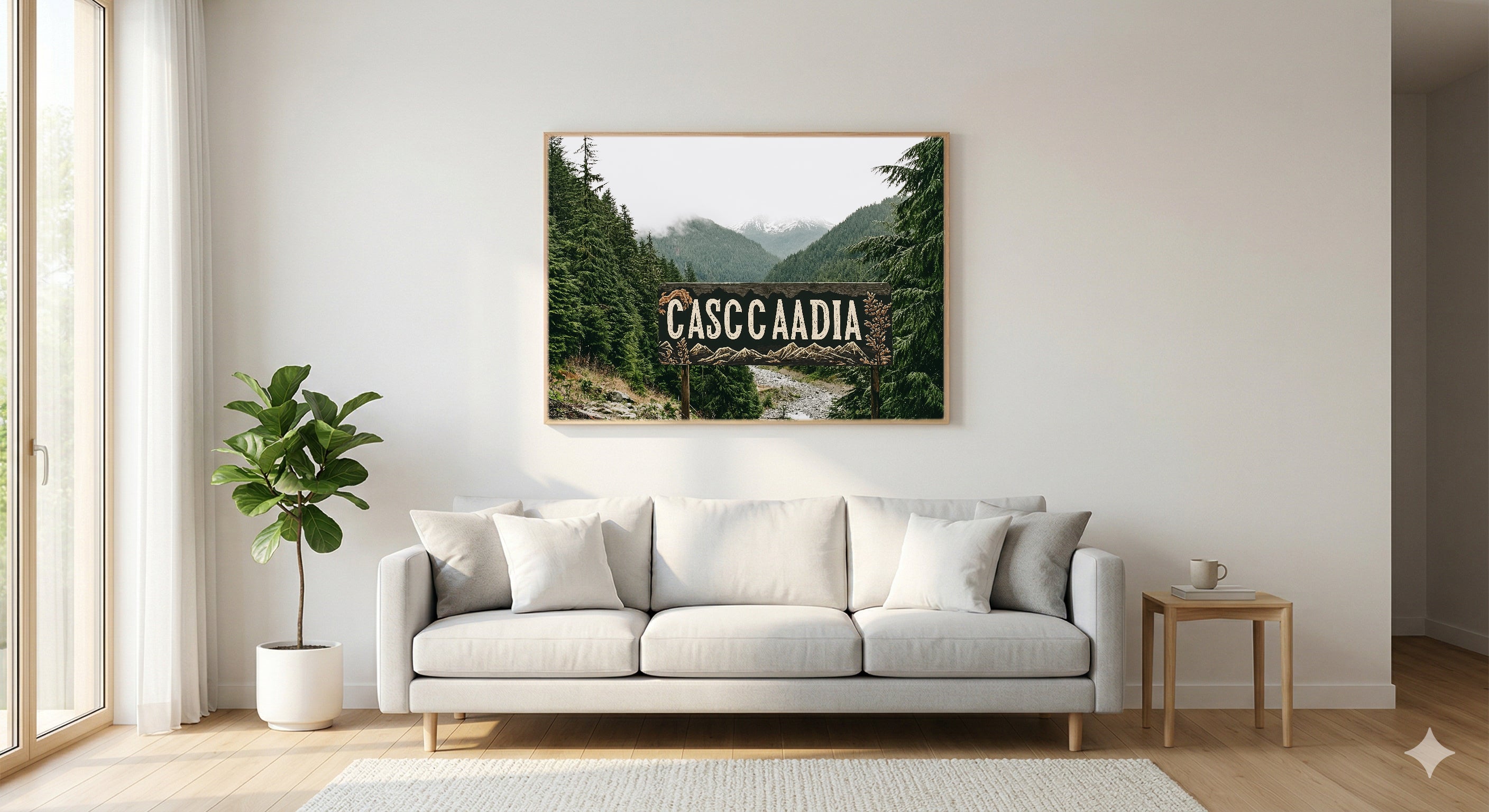Cascadia Canvas Wall Art | Vintage Travel Poster Print, Pacific Northwest Decor, Stretched Canvas — vintage-cascadia-travel-poster-living-room-wall-art.jpg