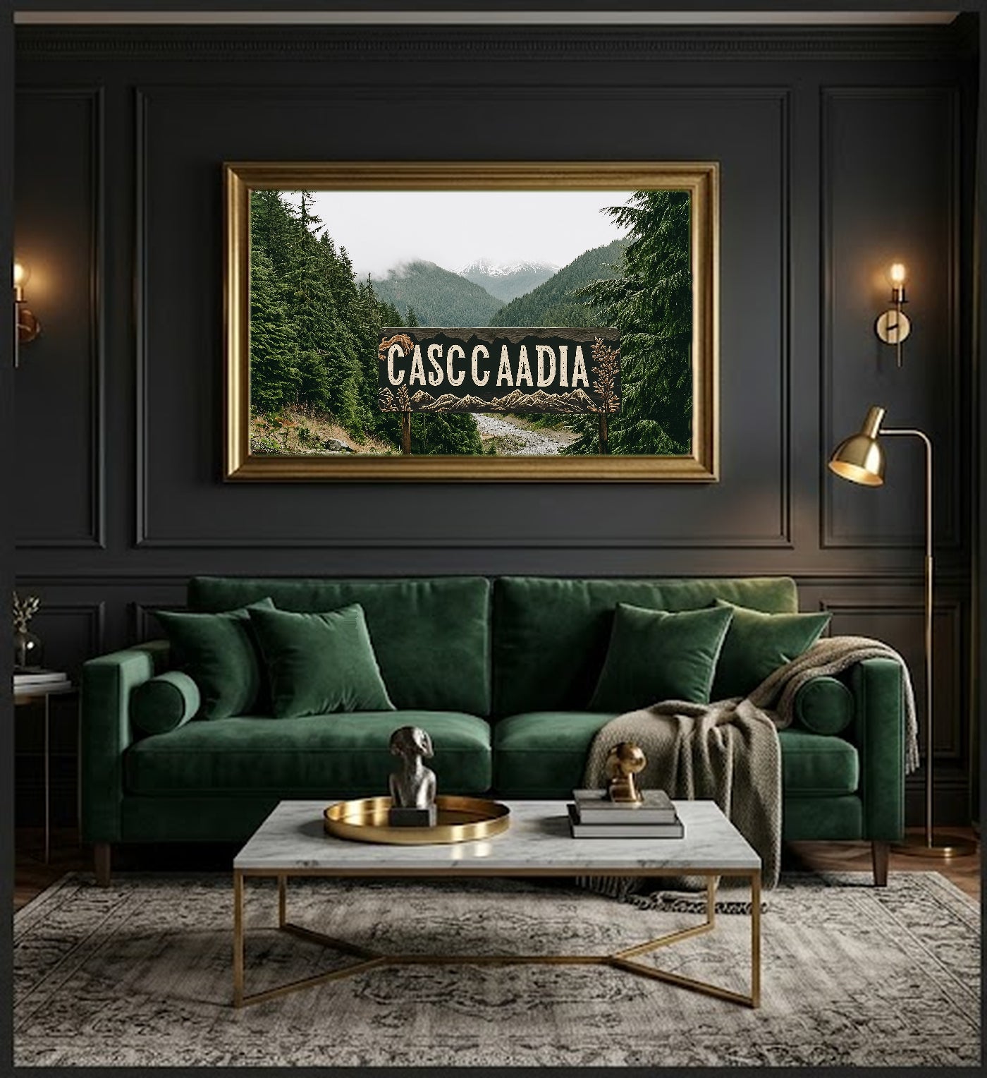 Cascadia Canvas Wall Art | Vintage Travel Poster Print, Pacific Northwest Decor, Stretched Canvas — vintage-cascadia-travel-poster-office-wall-art.jpg
