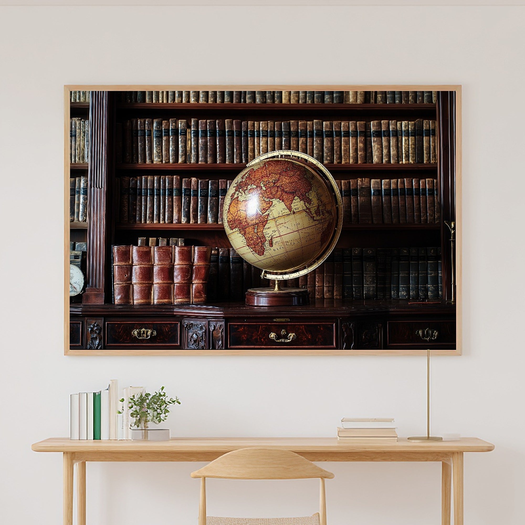 Vintage Globe Cabinet Dreamy Timeless Wall Art — Soulful Print for the Living Room, Stretched Canvas Gift for the Art Lover in Your Life — vintage-globe-cabinet-canvas-print.jpg