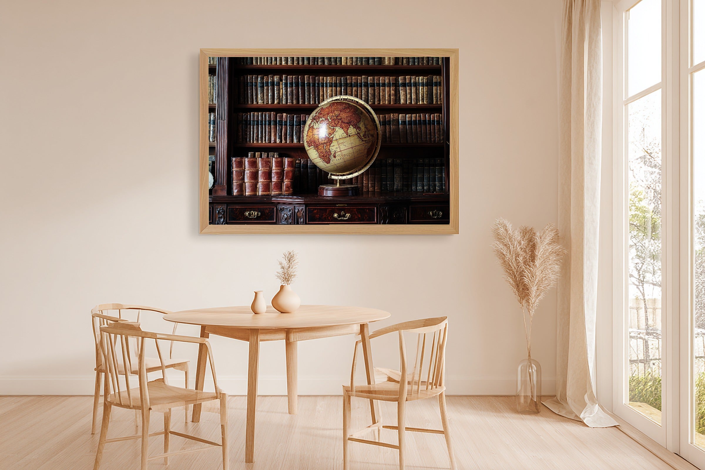 Vintage Globe Cabinet Dreamy Timeless Wall Art — Soulful Print for the Living Room, Stretched Canvas Gift for the Art Lover in Your Life — vintage-globe-cabinet-dining-room-wall-art.jpg