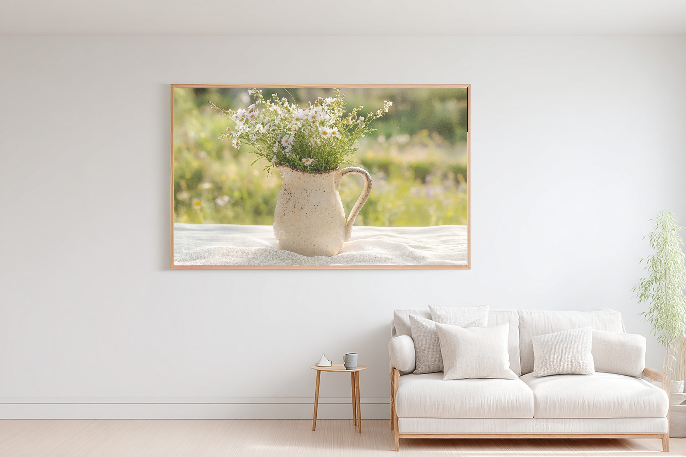 Vintage Pitcher Wildflowers Wall Art Canvas, Romantic Garden Print Wall Art, Above-the-Cottage Kitchen Decor, Thoughtful Housewarming Gift — vintage-pitcher-wildflowers-bedroom-wall-art.jpg