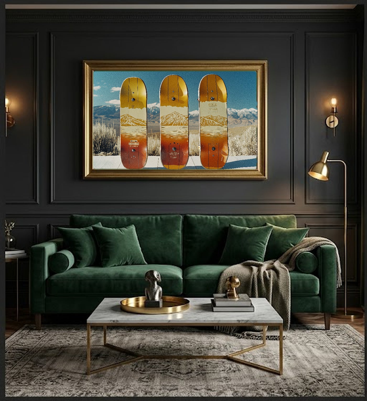 Vintage Skate Deck Canvas Wall Art | Trio 70s Print, Skateboard Decor, Stretched Canvas — vintage-skate-deck-trio-office-wall-art.jpg