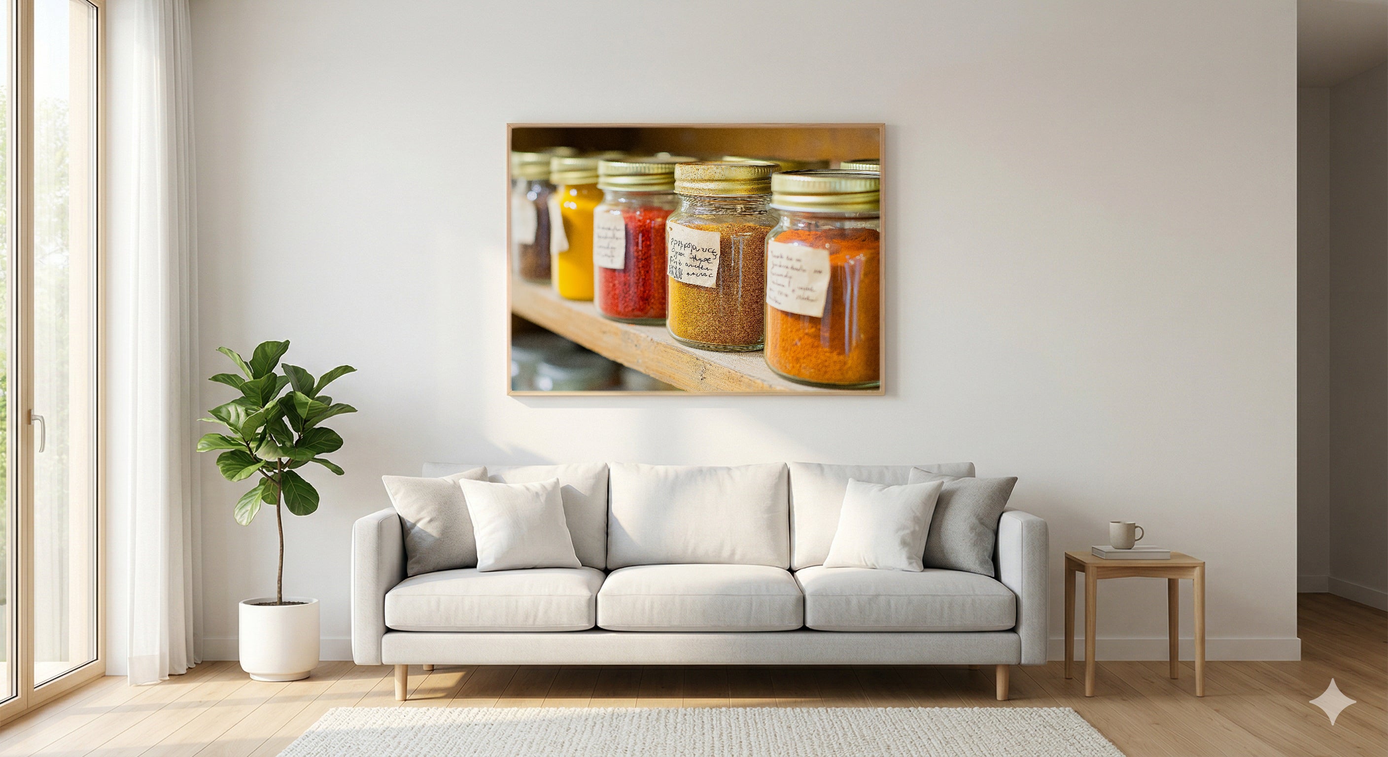 Vintage Spice Jar Canvas Wall Art | Apothecary Shelf Print, Kitchen Foodie Decor, Stretched Canvas — vintage-spice-jar-shelf-living-room-wall-art.jpg