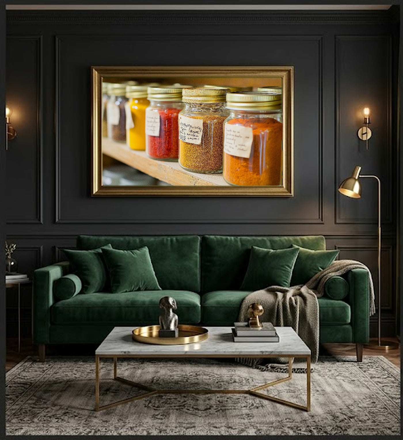 Vintage Spice Jar Canvas Wall Art | Apothecary Shelf Print, Kitchen Foodie Decor, Stretched Canvas — vintage-spice-jar-shelf-office-wall-art.jpg