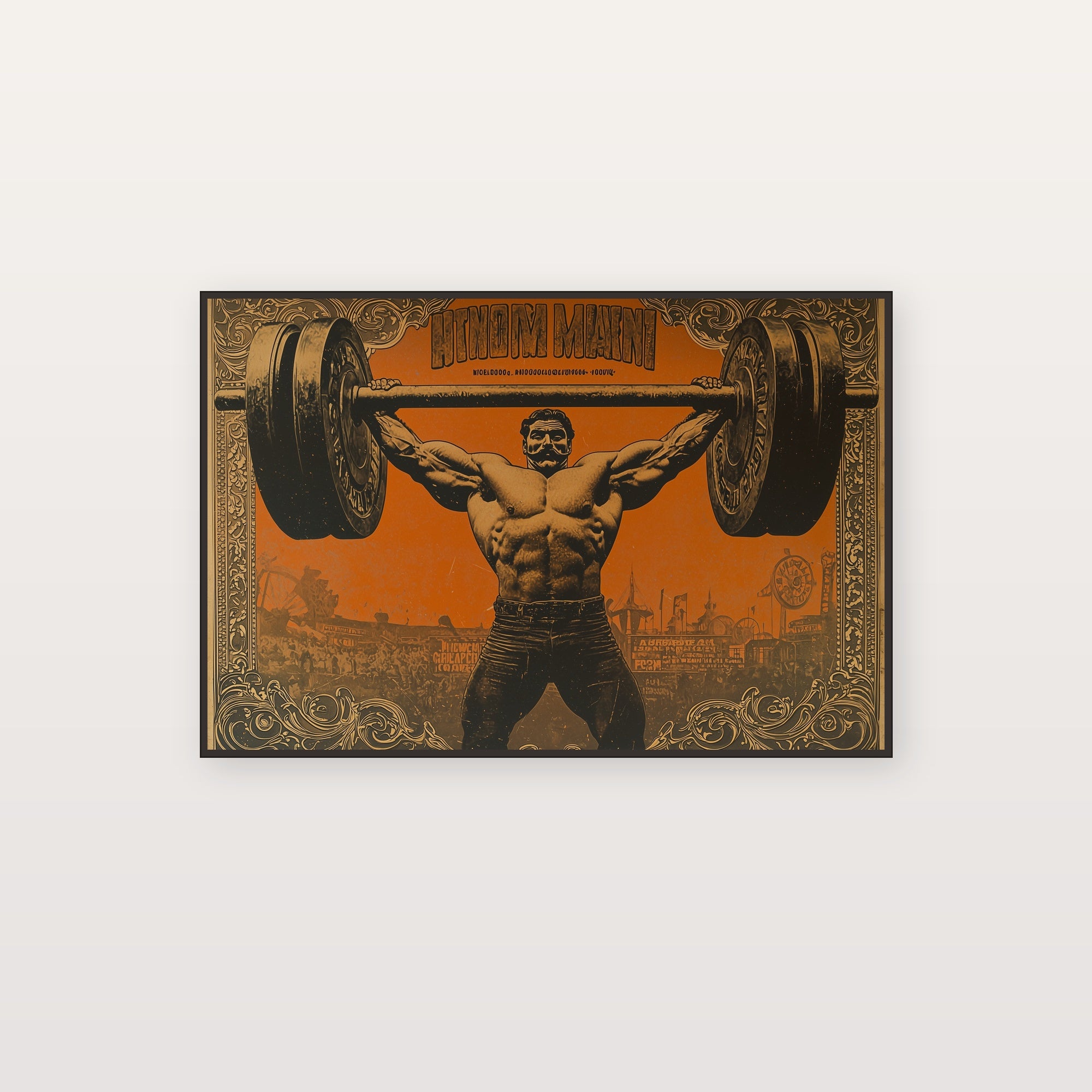 Vintage Strongman Canvas Wall Art | 1920s Circus Poster Print, Home Gym Decor, Stretched Canvas — vintage-strongman-poster-canvas-print.jpg
