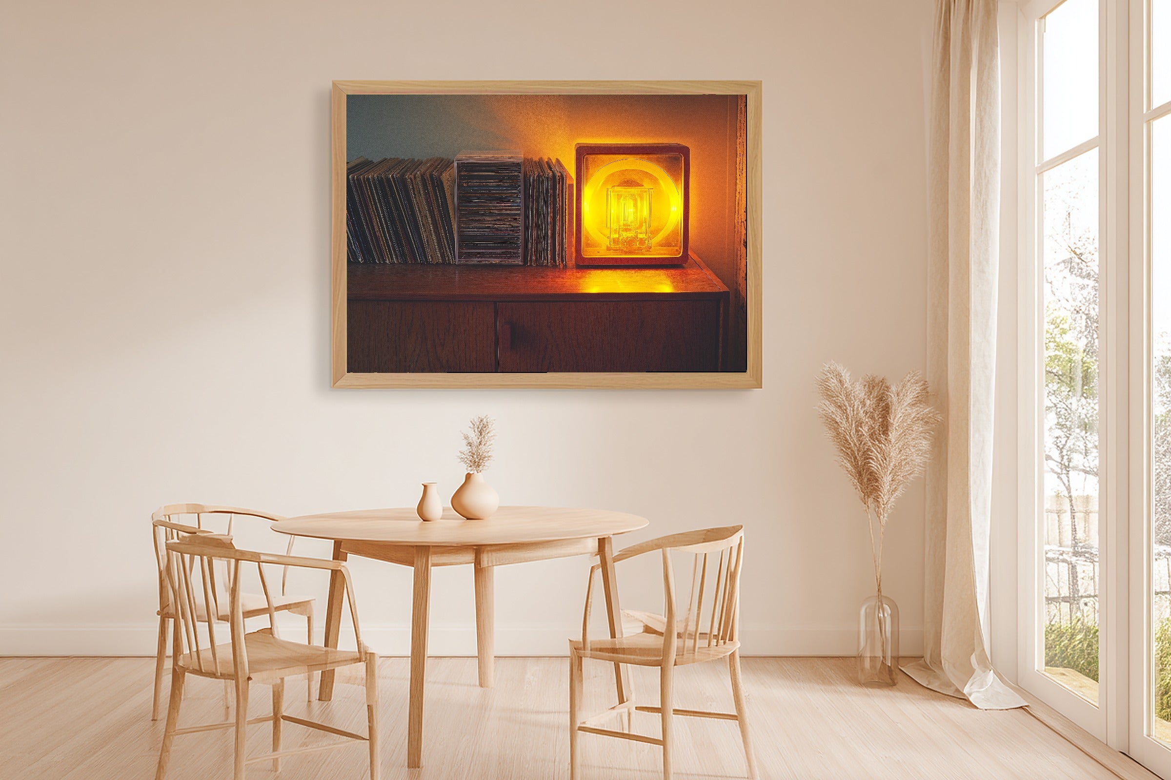Cozy Studio Vinyl Records Stack Canvas Wall Art — Timeless Print for the Living Room, A Gift the Art Lover in Your Life Will Adore — vinyl-records-stack-dining-room-wall-art.jpg