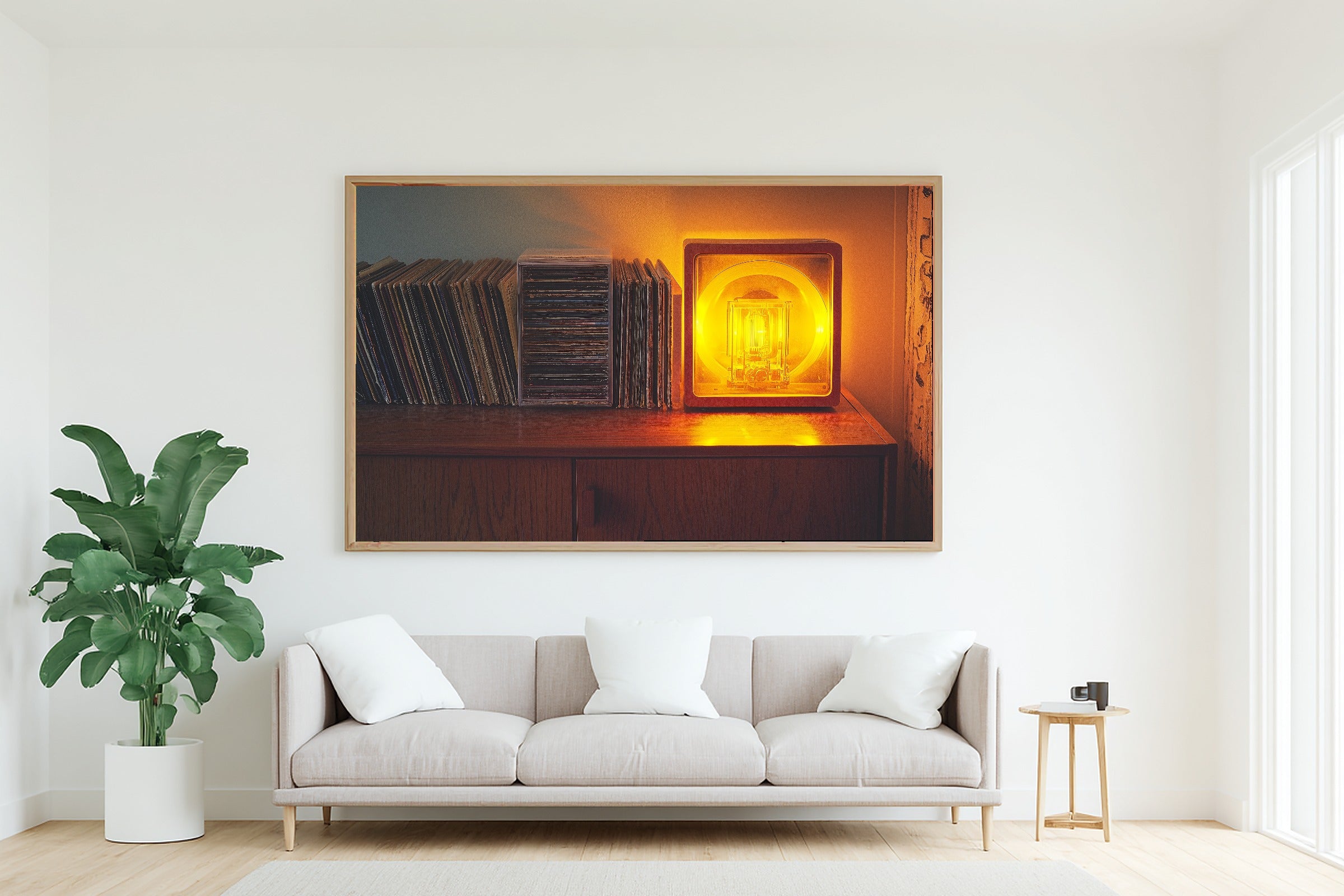 Cozy Studio Vinyl Records Stack Canvas Wall Art — Timeless Print for the Living Room, A Gift the Art Lover in Your Life Will Adore — vinyl-records-stack-living-room-wall-art.jpg