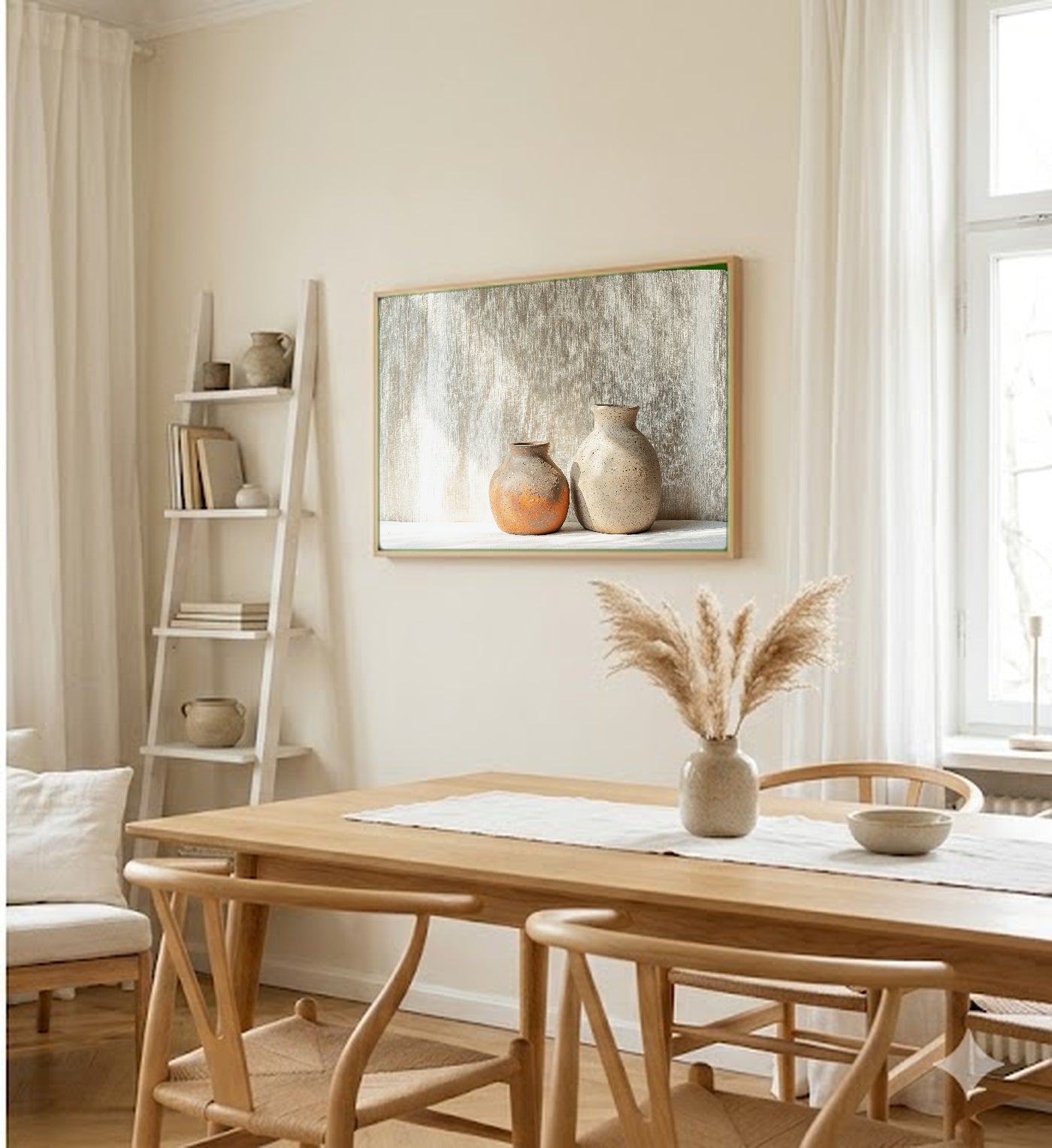Wabi Sabi Ceramic Canvas Wall Art | Shelf Still Life Print, Japandi Decor, Stretched Canvas — wabi-sabi-ceramics-shelf-dining-room-wall-art.jpg