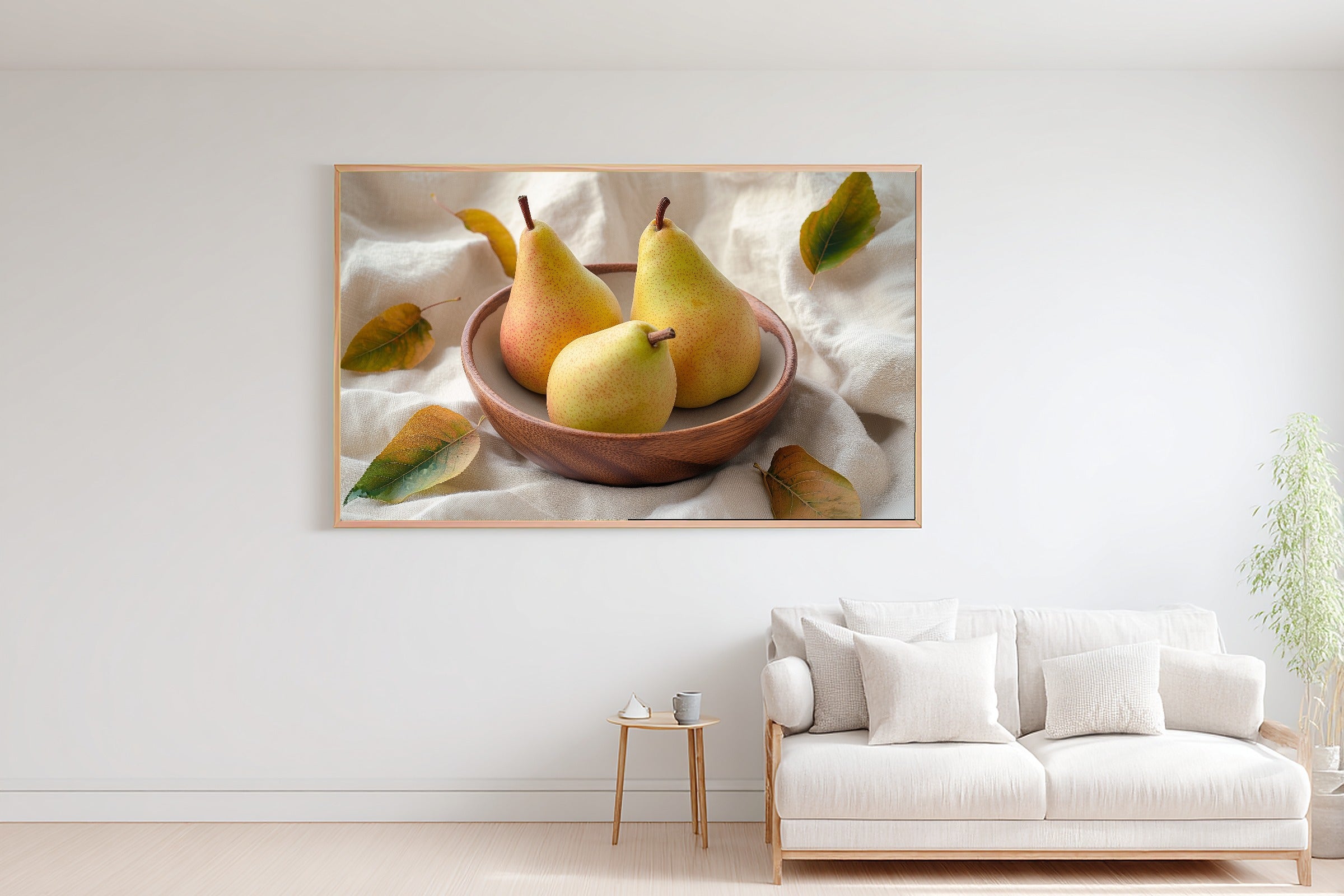 Warm Oak Bowl Pears Canvas Print, Warm Soulful Tones, Home Office Focal Point, Premium Canvas, Mother's Day Gift Idea — warm-oak-bowl-pears-bedroom-wall-art.jpg