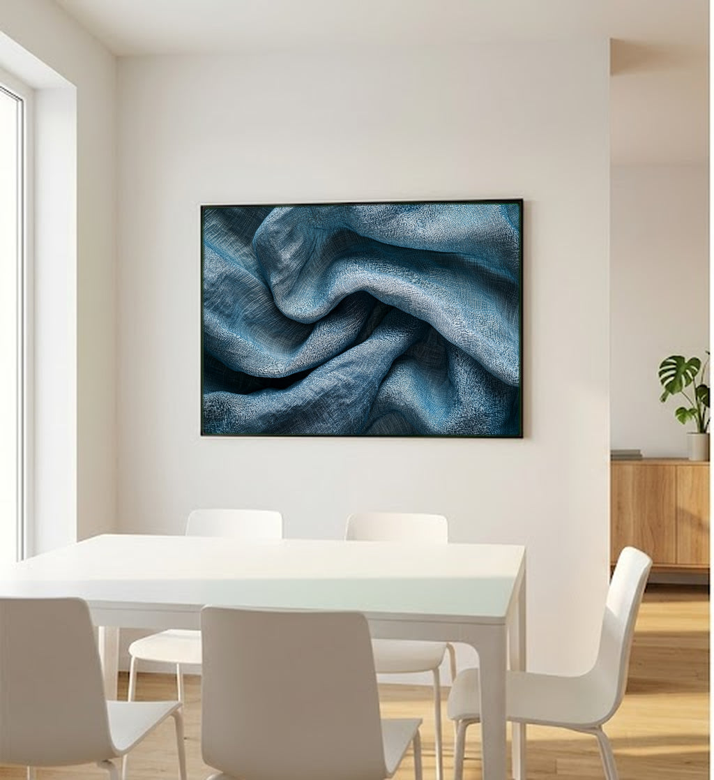 Washed Linen Canvas Wall Art | Patina Blue Texture Print, Quiet Luxury Decor, Stretched Canvas — washed-linen-texture-bedroom-wall-art.jpg