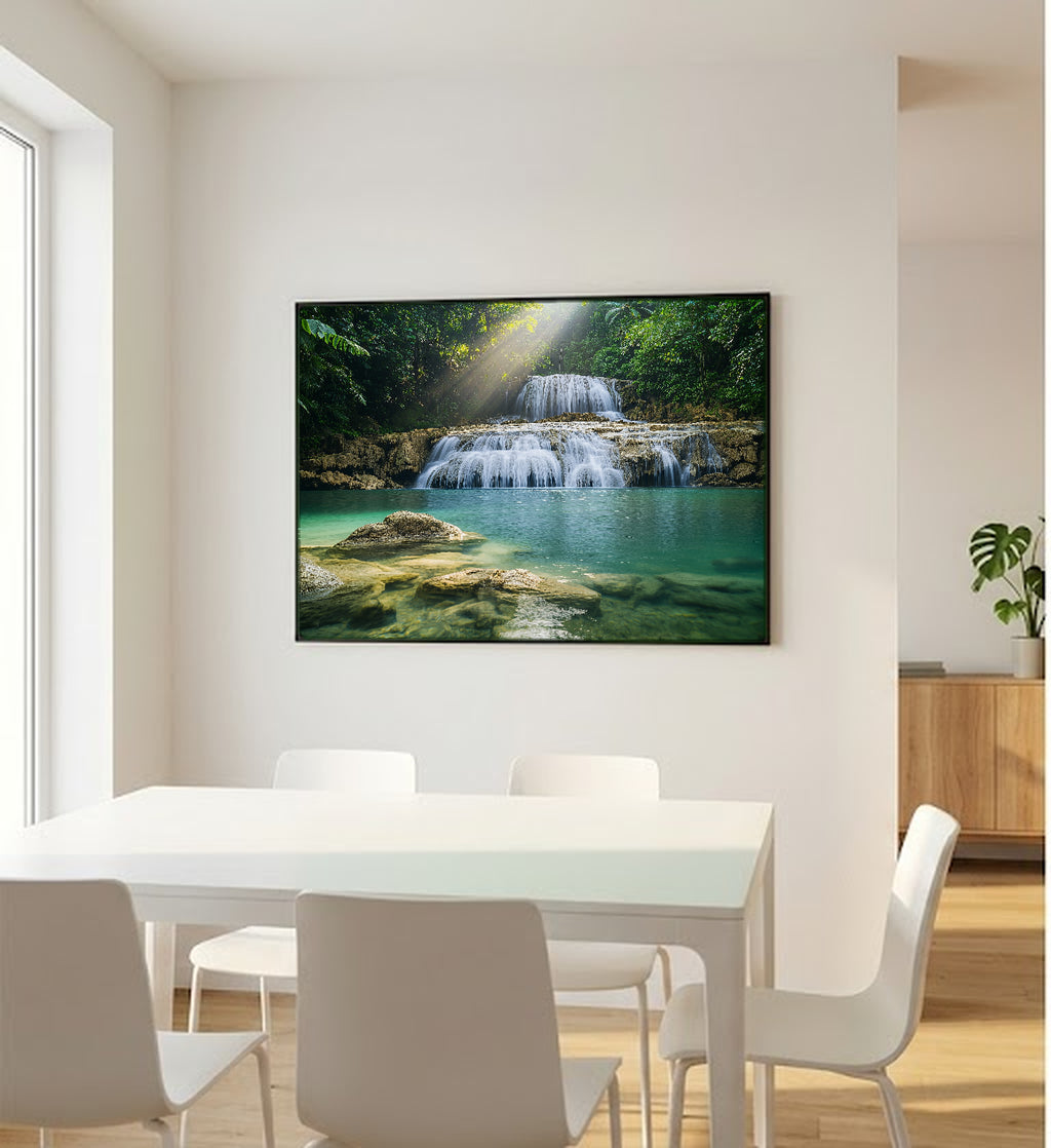 Tropical Waterfall Canvas Wall Art | Jungle Paradise Print, Tropical Decor, Nature Art, Stretched Canvas — waterfall-tropical-paradise-bedroom-wall-art.jpg