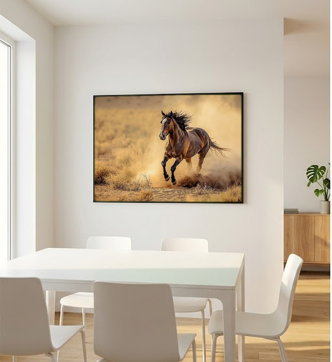 Wild Mustang Canvas Wall Art | Dust Gallop Print, Western Horse Decor, Stretched Canvas — wild-mustang-dust-bedroom-wall-art.jpg