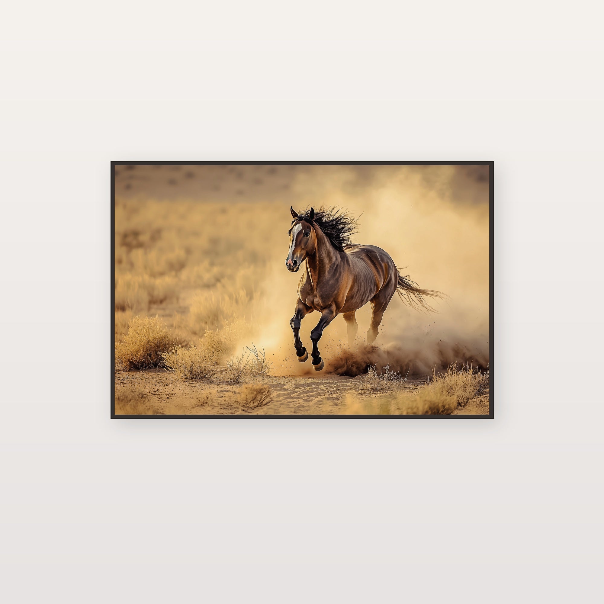 Wild Mustang Canvas Wall Art | Dust Gallop Print, Western Horse Decor, Stretched Canvas — wild-mustang-dust-canvas-print.jpg