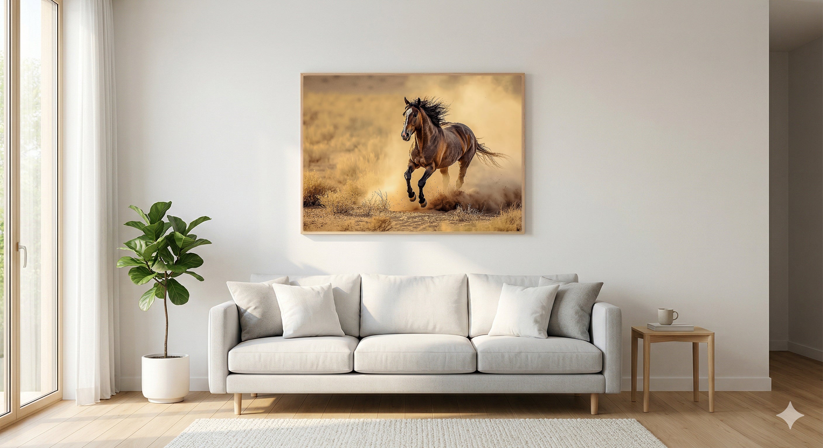 Wild Mustang Canvas Wall Art | Dust Gallop Print, Western Horse Decor, Stretched Canvas — wild-mustang-dust-living-room-wall-art.jpg