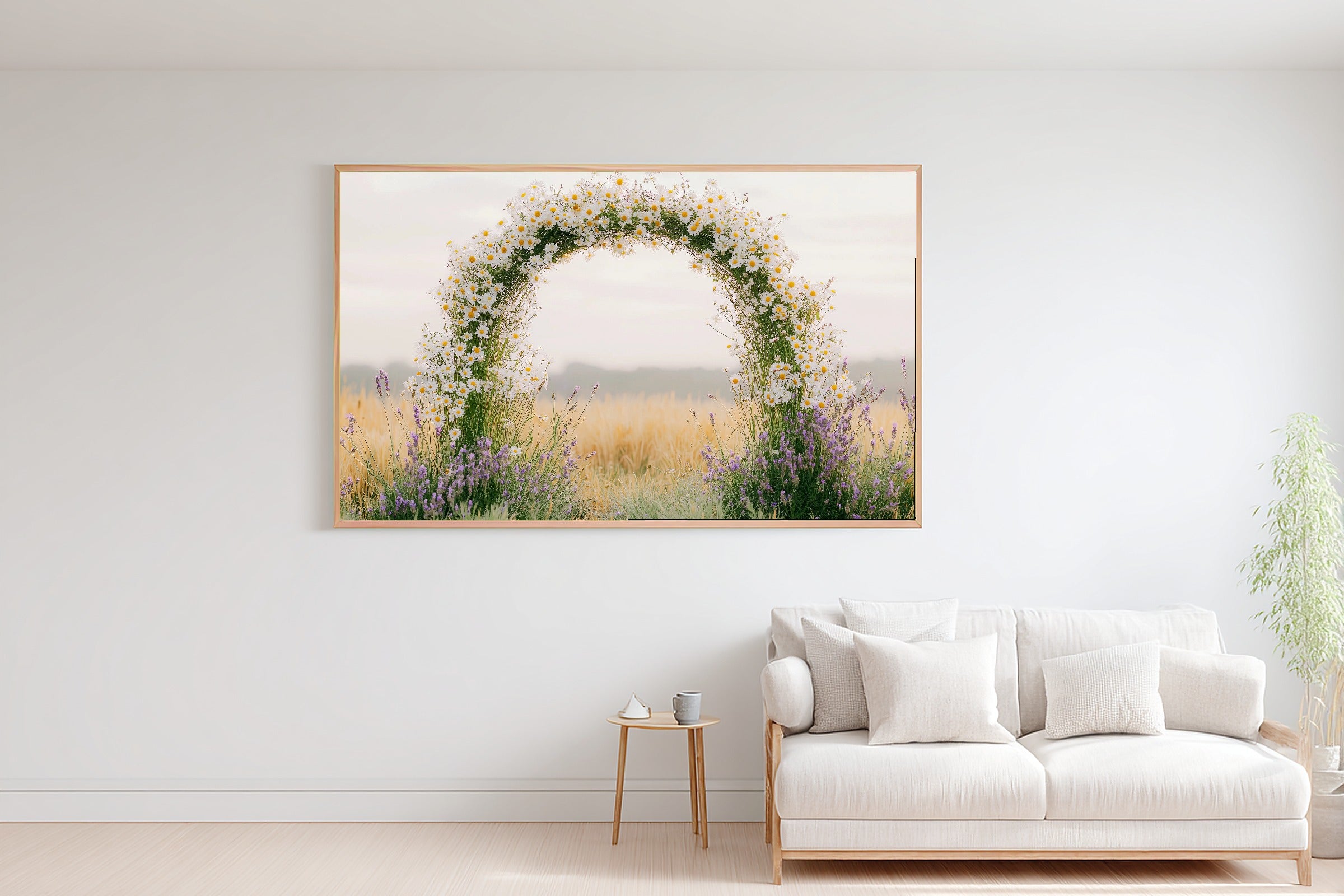 Wildflower Ceremony Arch Giclée Canvas Print, Pressed Botanical Decor Wall Art, Cottage Kitchen Statement Piece, Mother's Day Gift Idea — wildflower-ceremony-arch-bedroom-wall-art.jpg