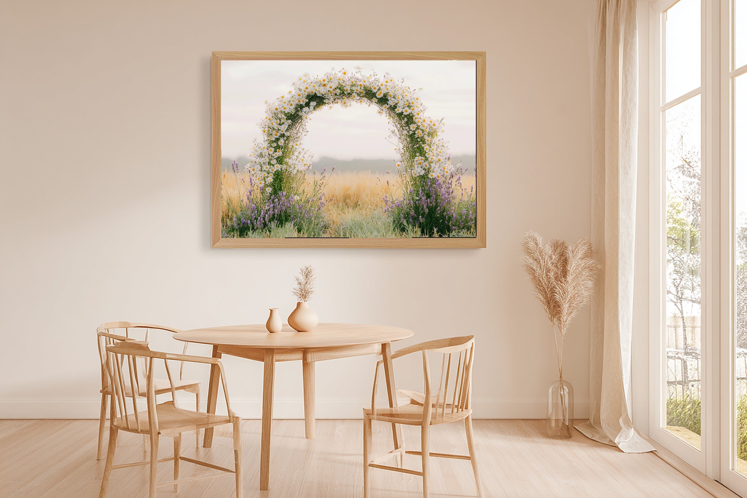Wildflower Ceremony Arch Giclée Canvas Print, Pressed Botanical Decor Wall Art, Cottage Kitchen Statement Piece, Mother's Day Gift Idea — wildflower-ceremony-arch-dining-room-wall-art.jpg