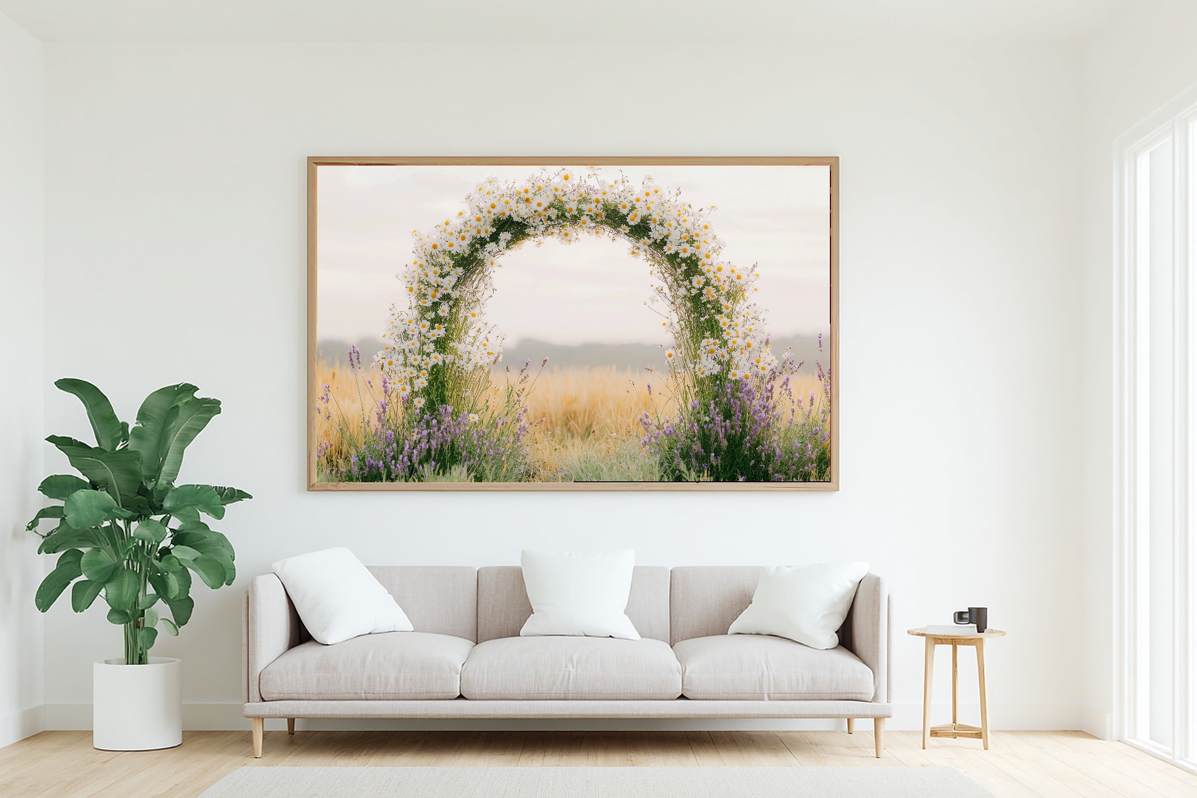 Wildflower Ceremony Arch Giclée Canvas Print, Pressed Botanical Decor Wall Art, Cottage Kitchen Statement Piece, Mother's Day Gift Idea — wildflower-ceremony-arch-living-room-wall-art.jpg