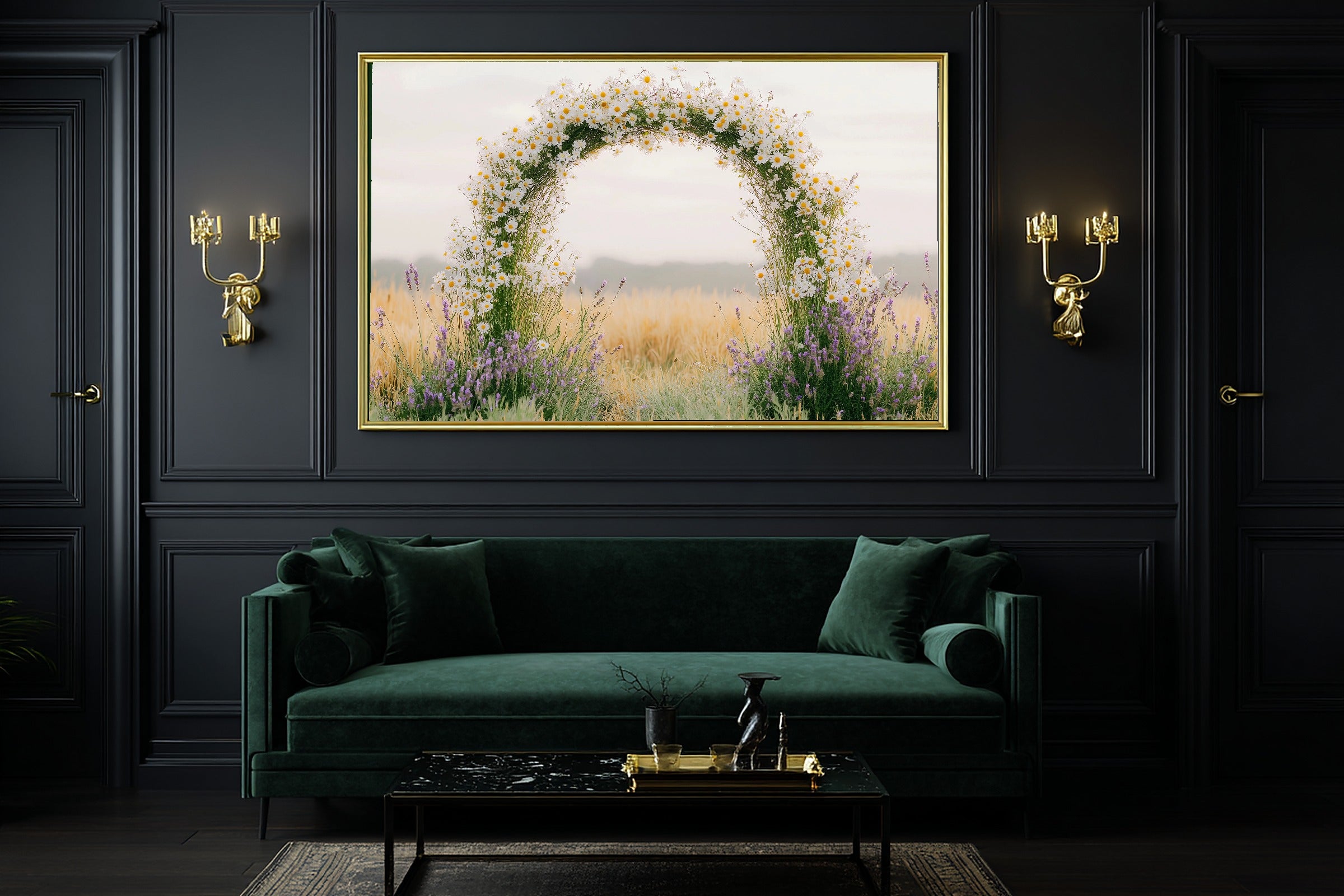 Wildflower Ceremony Arch Giclée Canvas Print, Pressed Botanical Decor Wall Art, Cottage Kitchen Statement Piece, Mother's Day Gift Idea — wildflower-ceremony-arch-office-wall-art.jpg