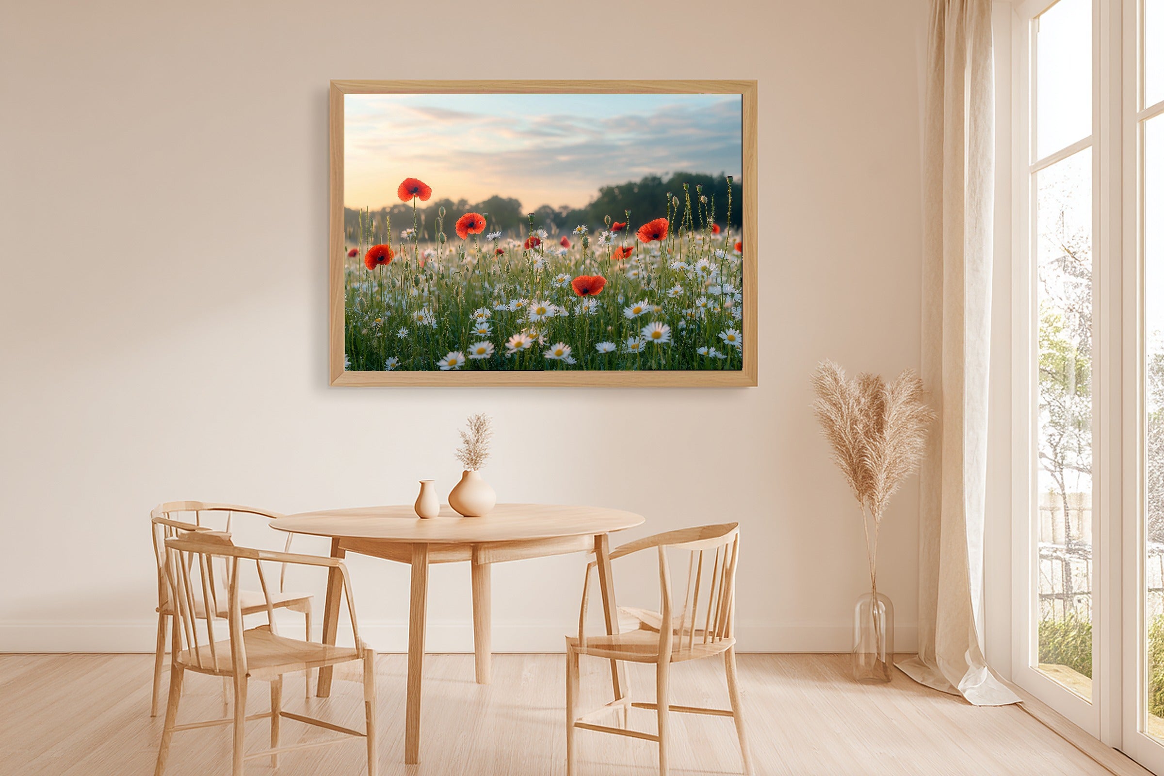 Gentle Floral Wildflower Meadow Summer Art Print — Peaceful Decor for the Reading Nook — wildflower-meadow-summer-dining-room-wall-art.jpg