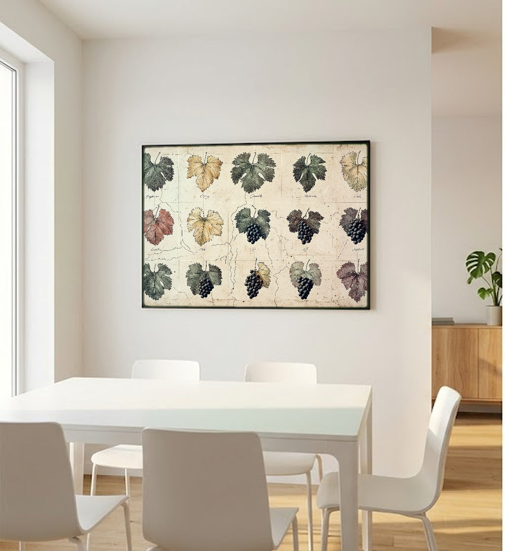 Wine Grape Map Canvas Wall Art | Hand-Drawn Variety Print, Sommelier Kitchen Decor, Stretched Canvas — wine-grape-variety-map-bedroom-wall-art.jpg