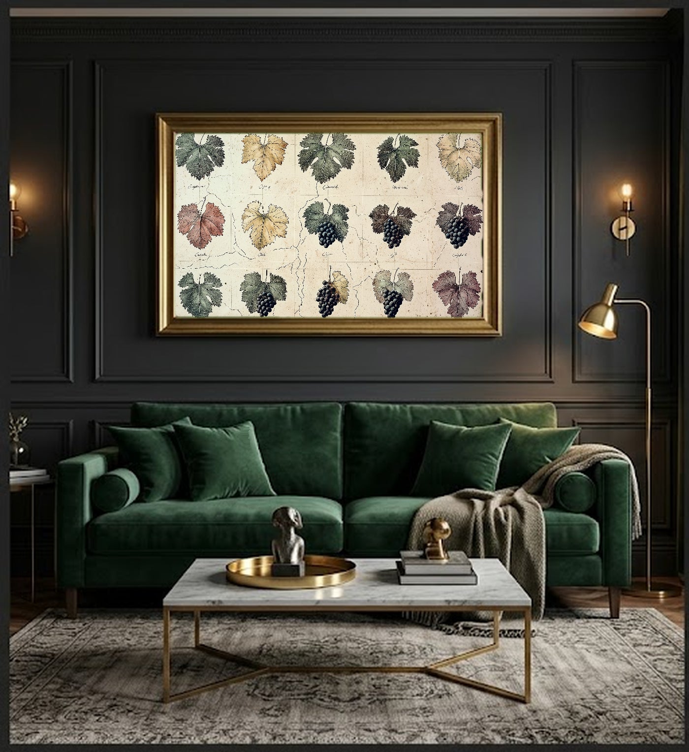 Wine Grape Map Canvas Wall Art | Hand-Drawn Variety Print, Sommelier Kitchen Decor, Stretched Canvas — wine-grape-variety-map-office-wall-art.jpg