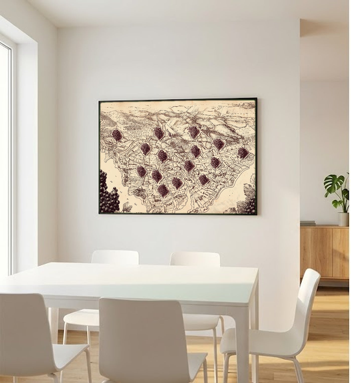 French Wine Region Canvas Wall Art | Vintage Map Print, Sommelier Kitchen Decor, Stretched Canvas — wine-region-france-map-bedroom-wall-art.jpg
