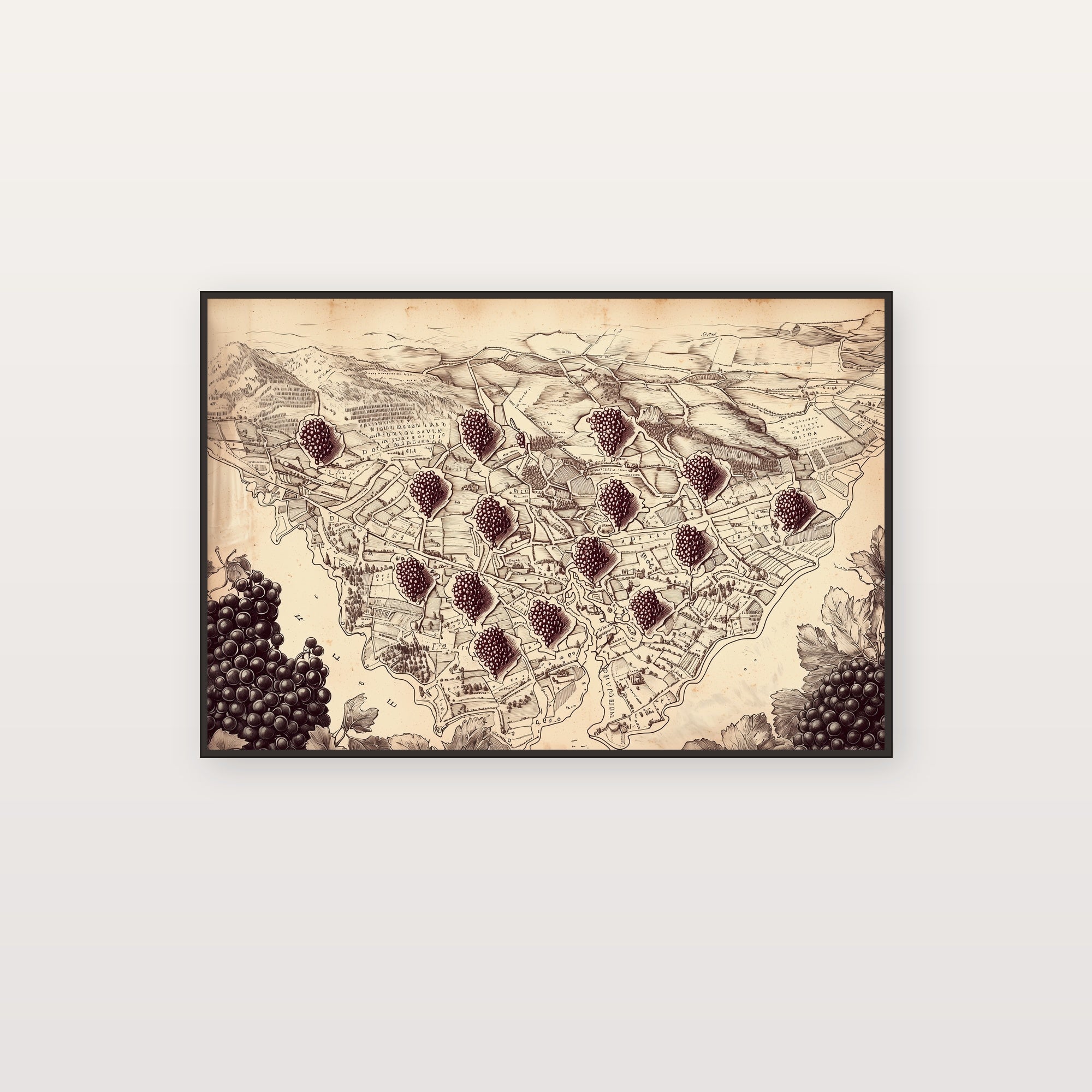 French Wine Region Canvas Wall Art | Vintage Map Print, Sommelier Kitchen Decor, Stretched Canvas — wine-region-france-map-canvas-print.jpg