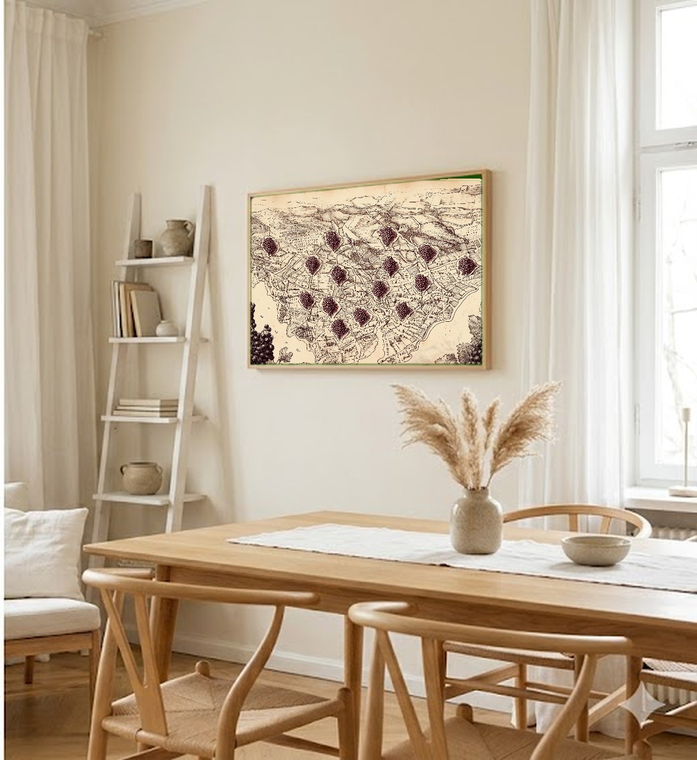French Wine Region Canvas Wall Art | Vintage Map Print, Sommelier Kitchen Decor, Stretched Canvas — wine-region-france-map-dining-room-wall-art.jpg