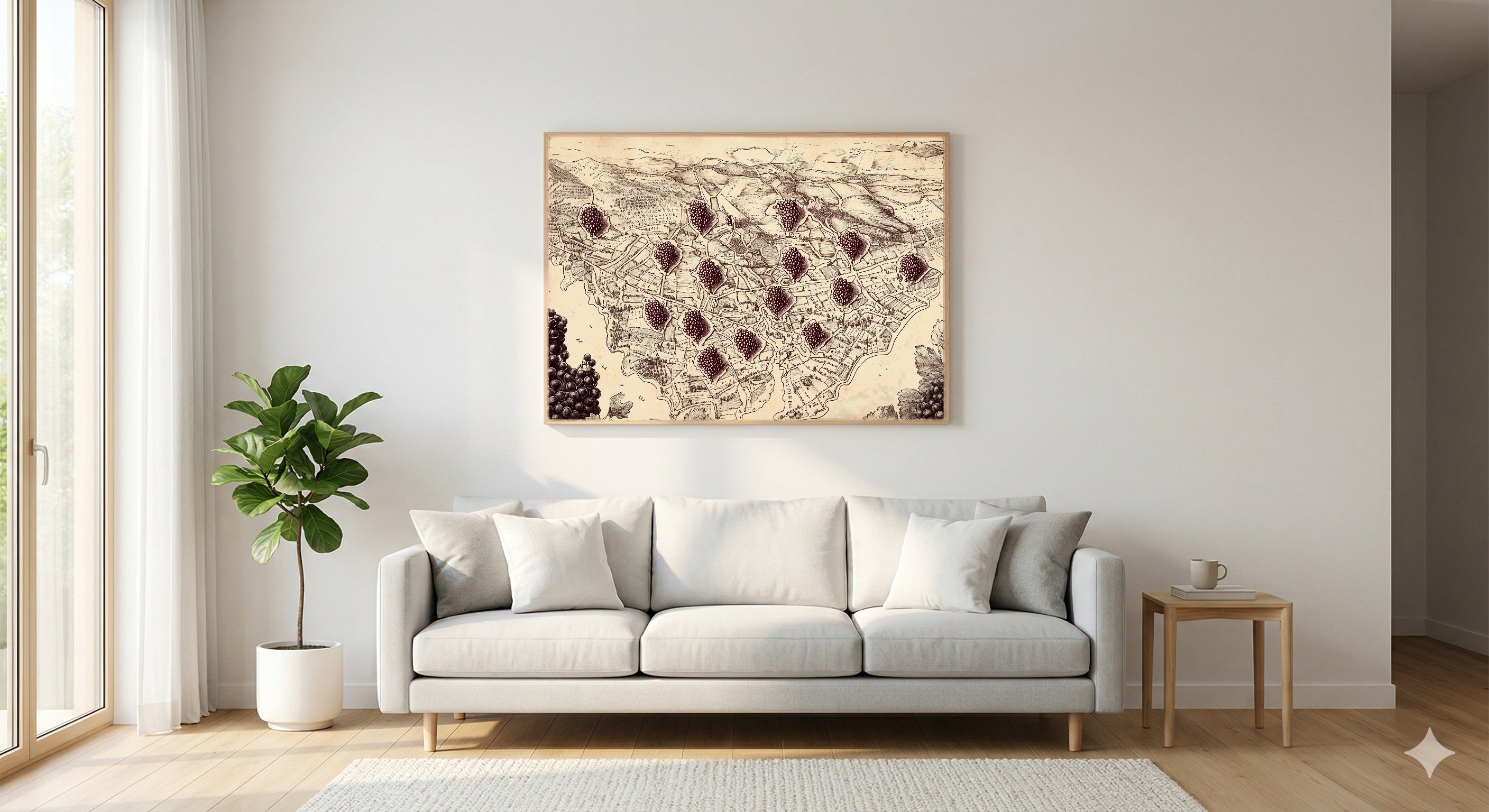 French Wine Region Canvas Wall Art | Vintage Map Print, Sommelier Kitchen Decor, Stretched Canvas — wine-region-france-map-living-room-wall-art.jpg